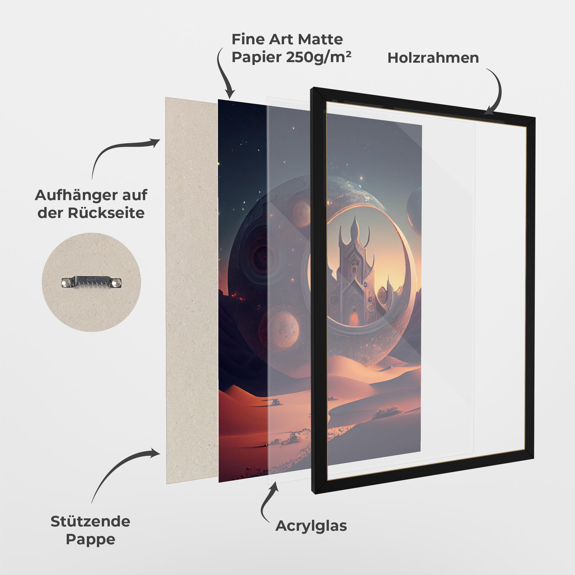 Gerahmte Poster Fantasy Desert Castle mockup 1