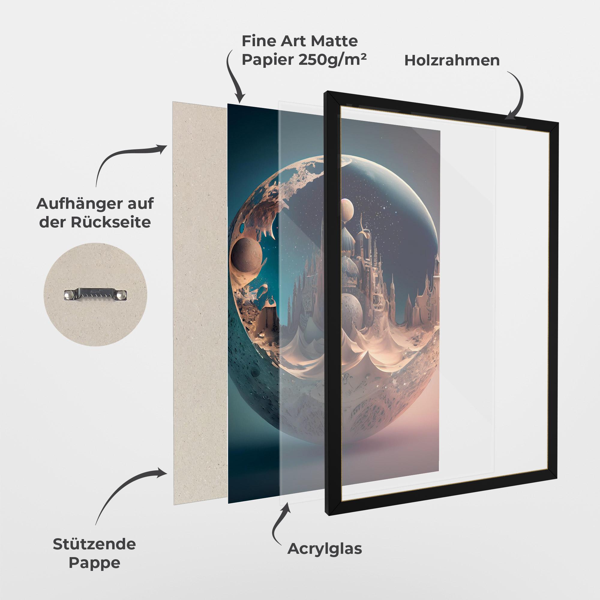 Gerahmte Poster Fantasy Planet Castle mockup 1