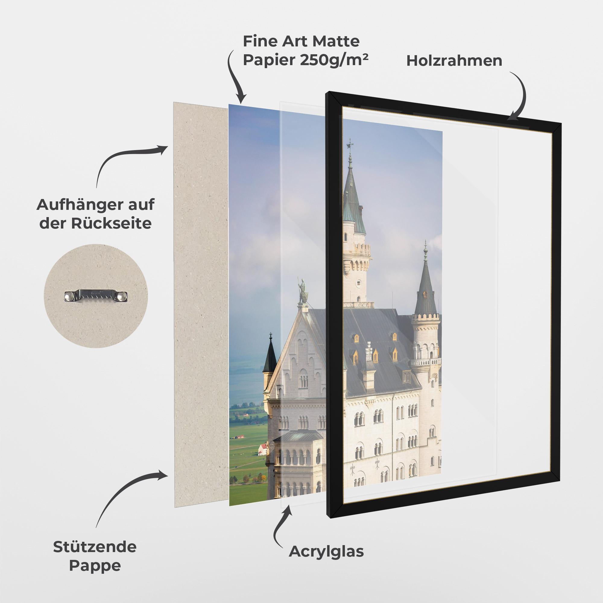Gerahmte Poster Neuschwanstein Castle View mockup 1