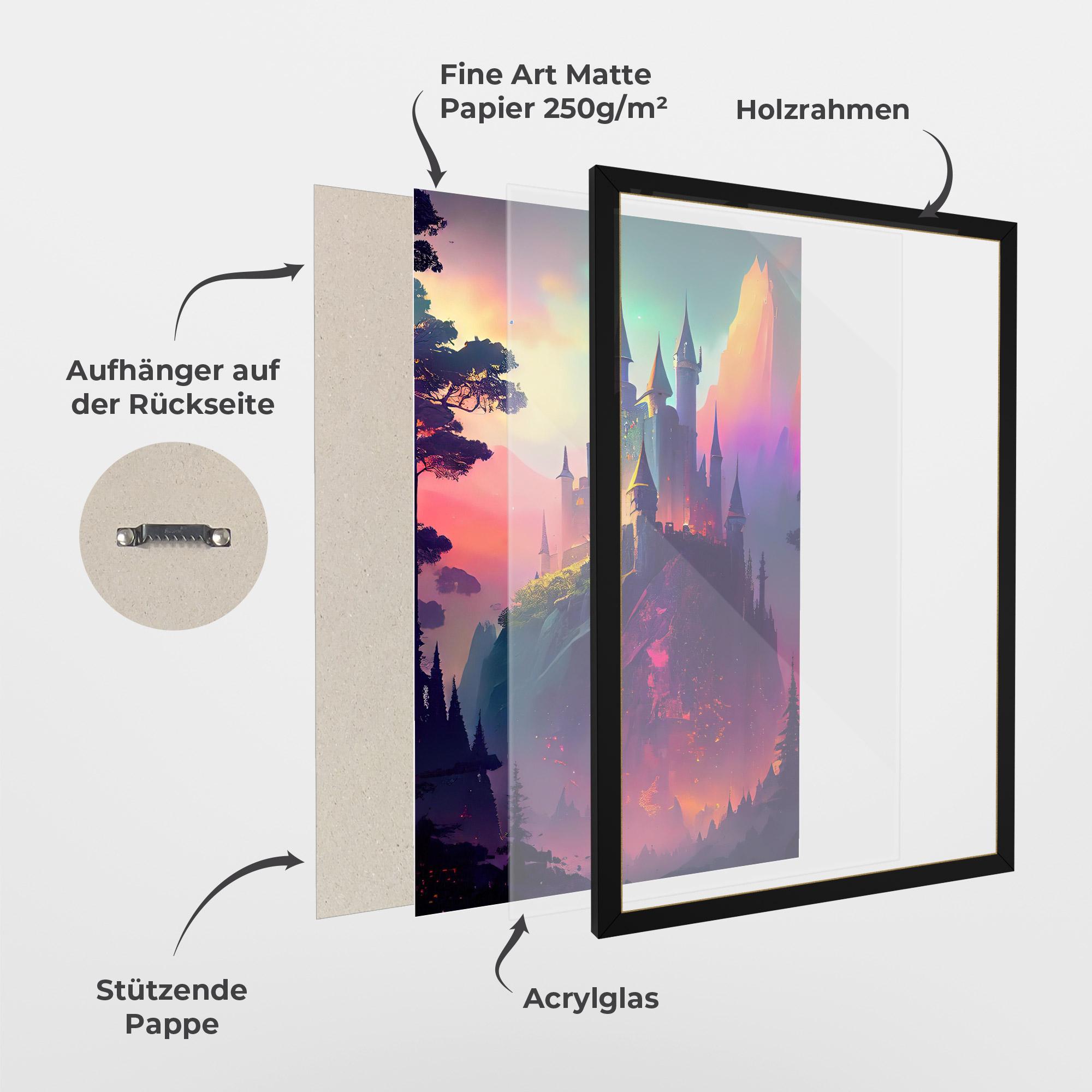 Gerahmte Poster Purple Orange Castle mockup 1