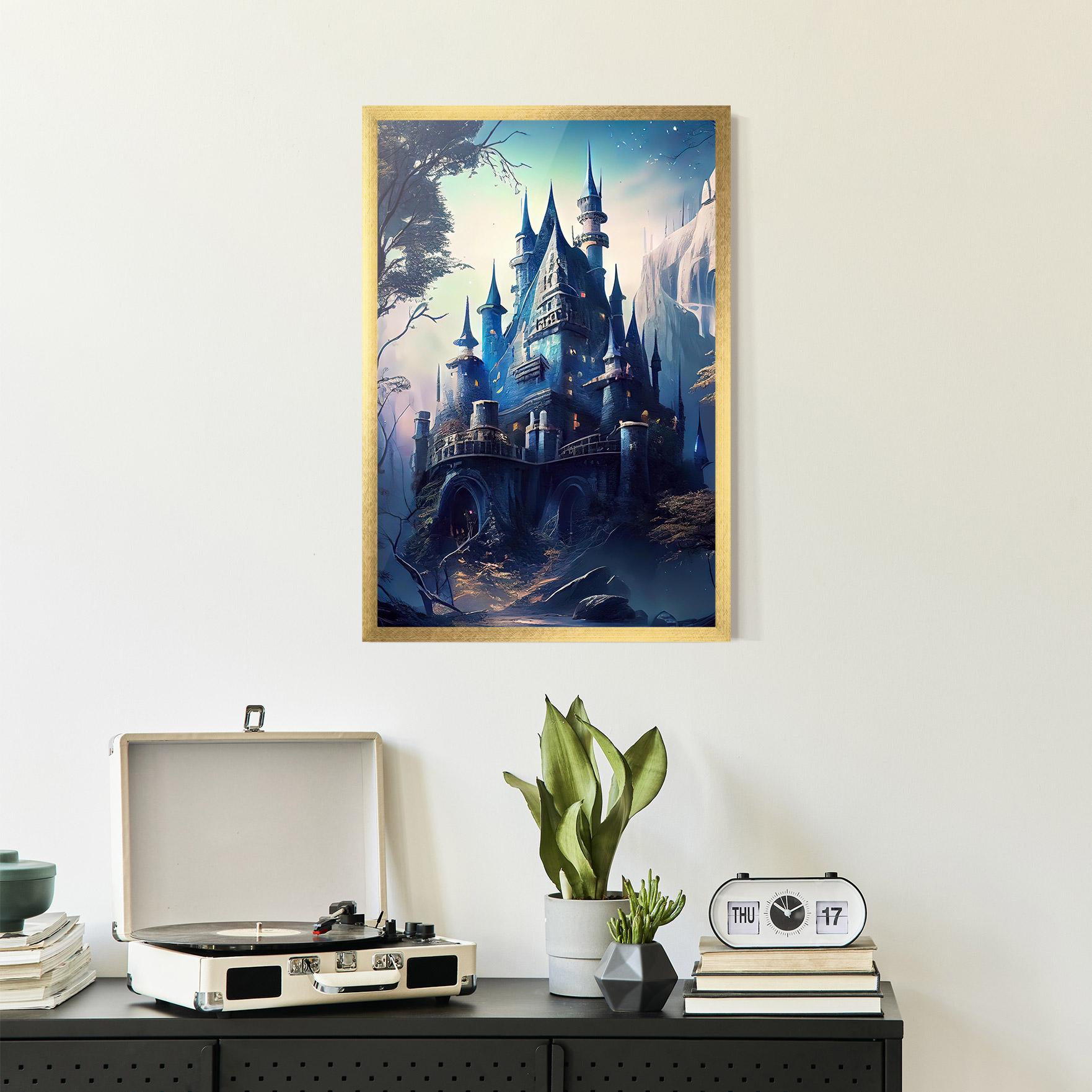 Gerahmte Poster Blue Art Castle mockup 2