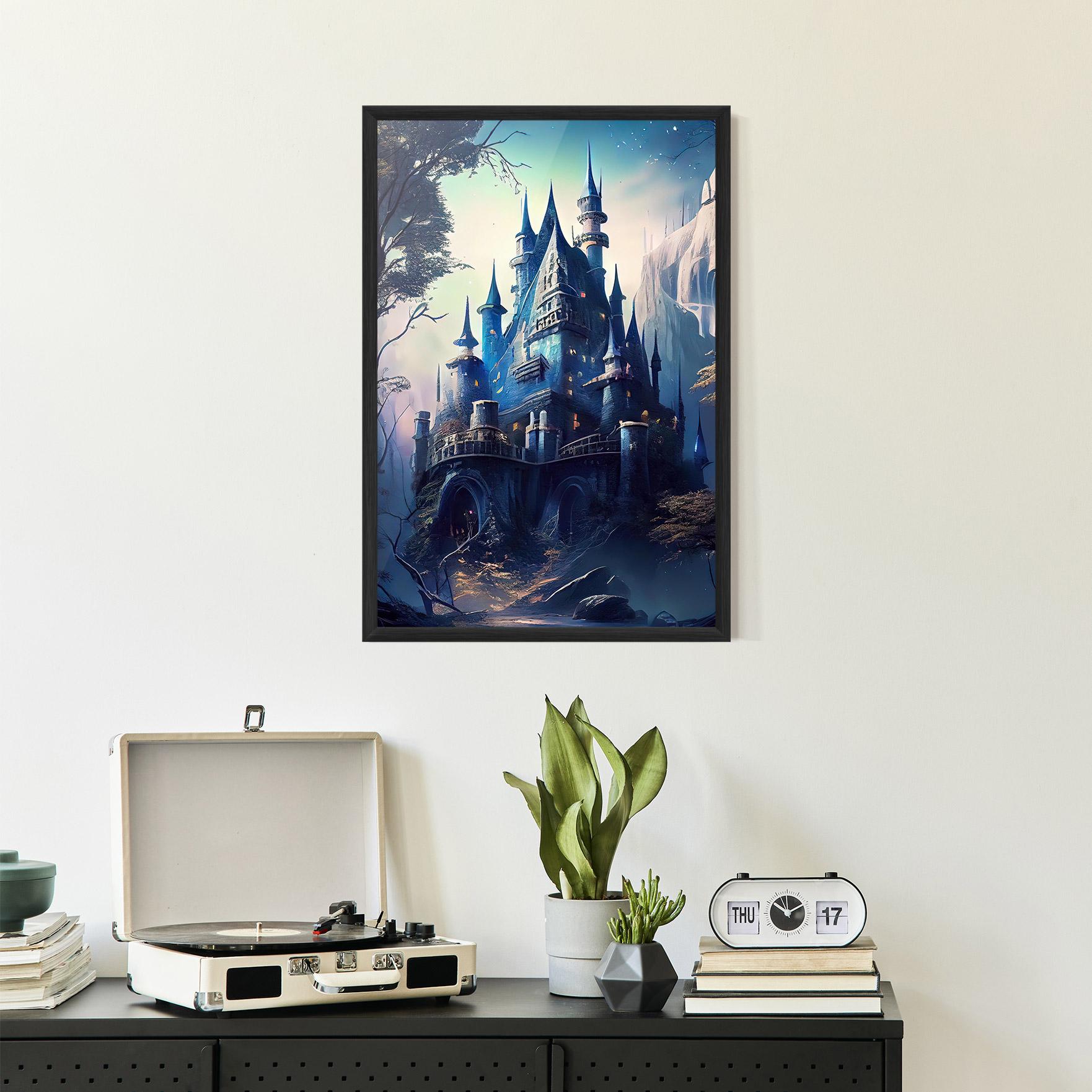 Gerahmte Poster Blue Art Castle mockup 2