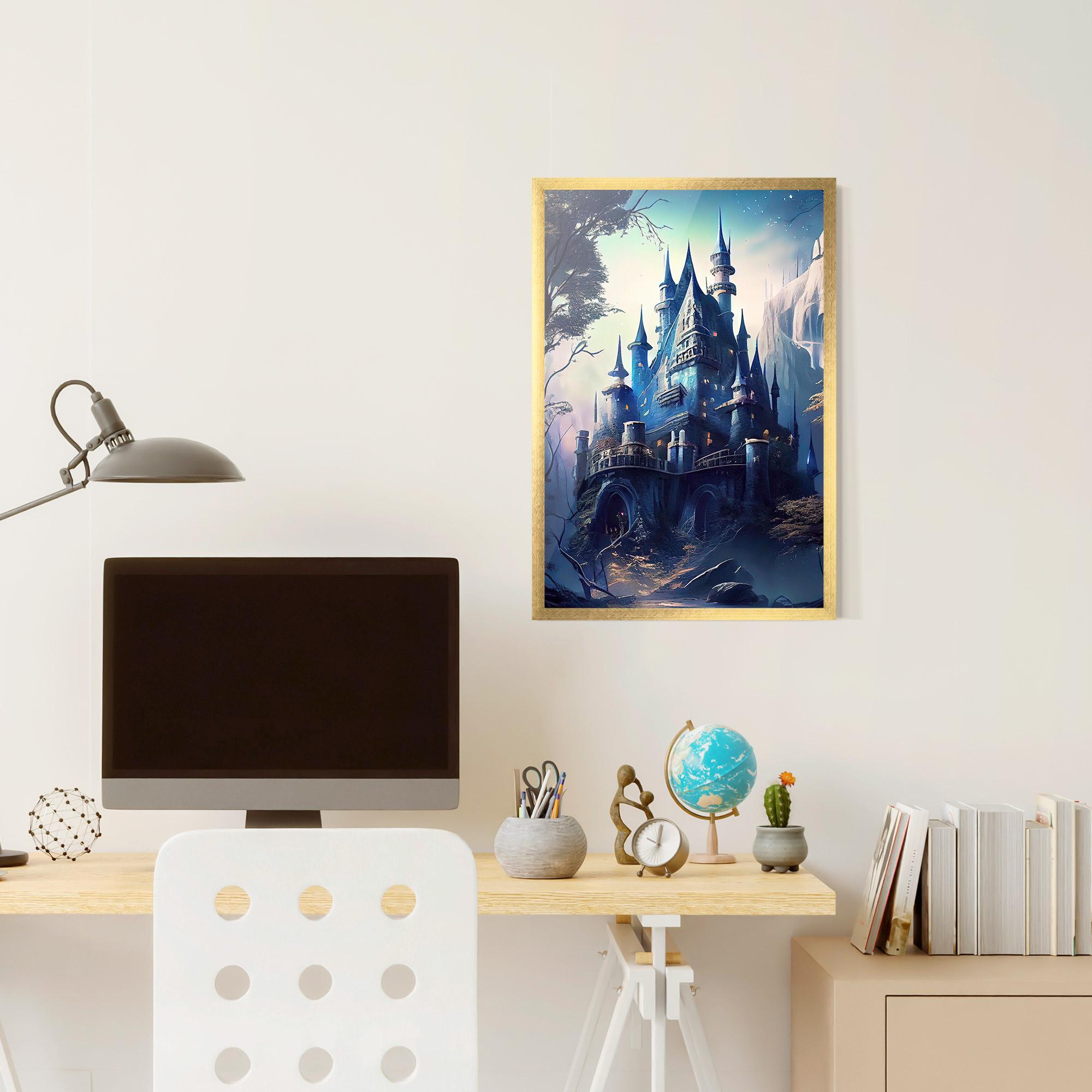 Gerahmte Poster Blue Art Castle mockup 6