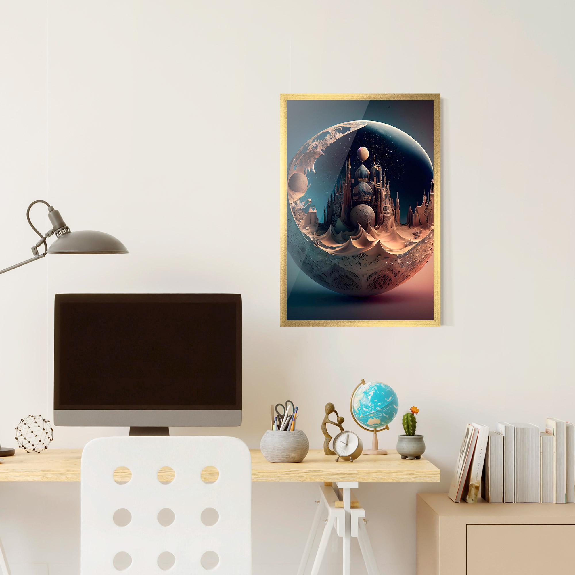 Gerahmte Poster Fantasy Planet Castle mockup 6