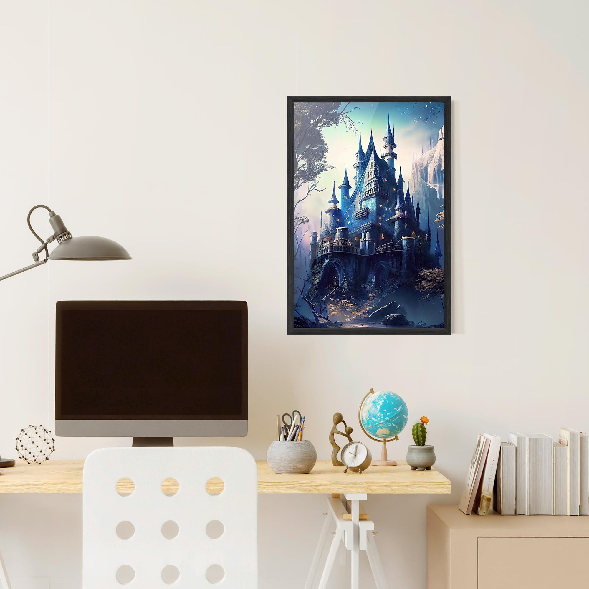 Gerahmte Poster Blue Art Castle mockup 6