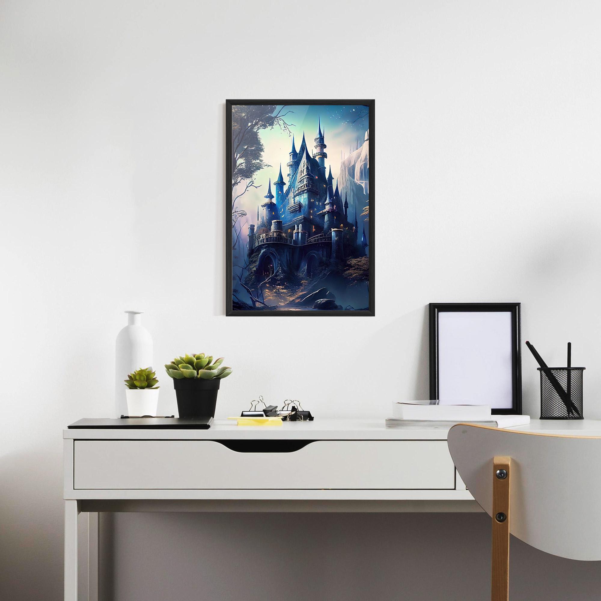 Gerahmte Poster Blue Art Castle mockup 7