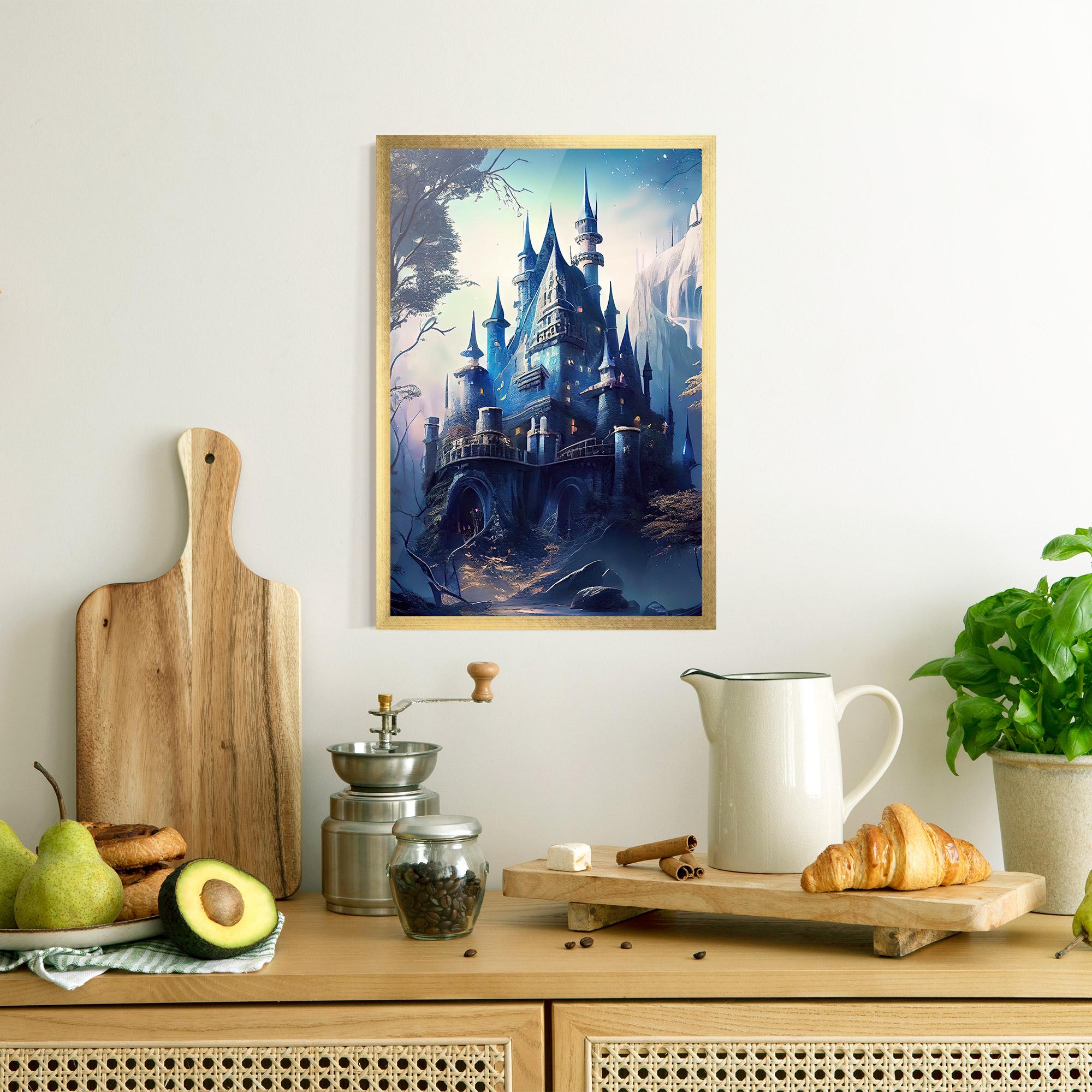 Gerahmte Poster Blue Art Castle mockup 8