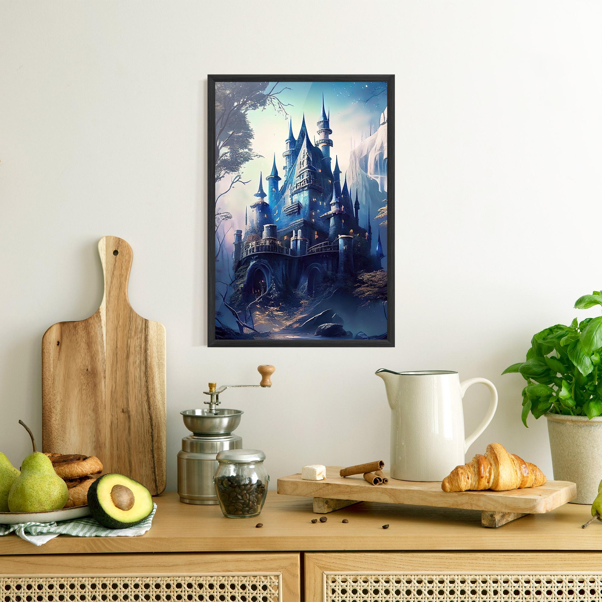 Gerahmte Poster Blue Art Castle mockup 8