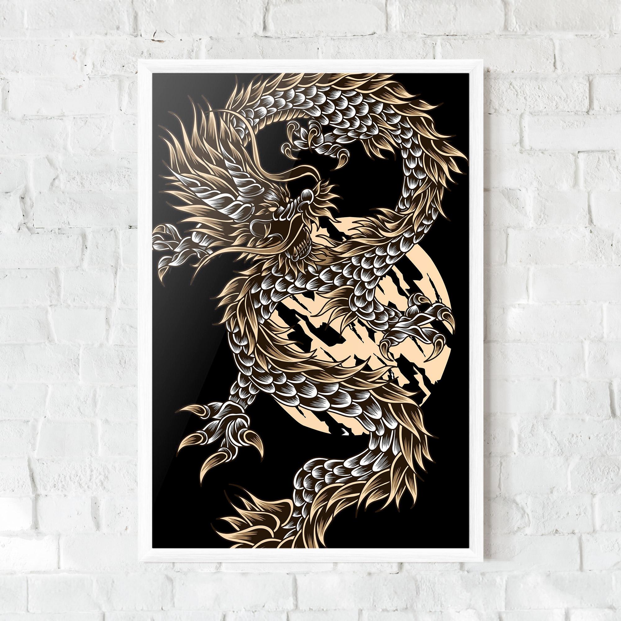 Gerahmte Poster Cream Moon Dragon mockup 0