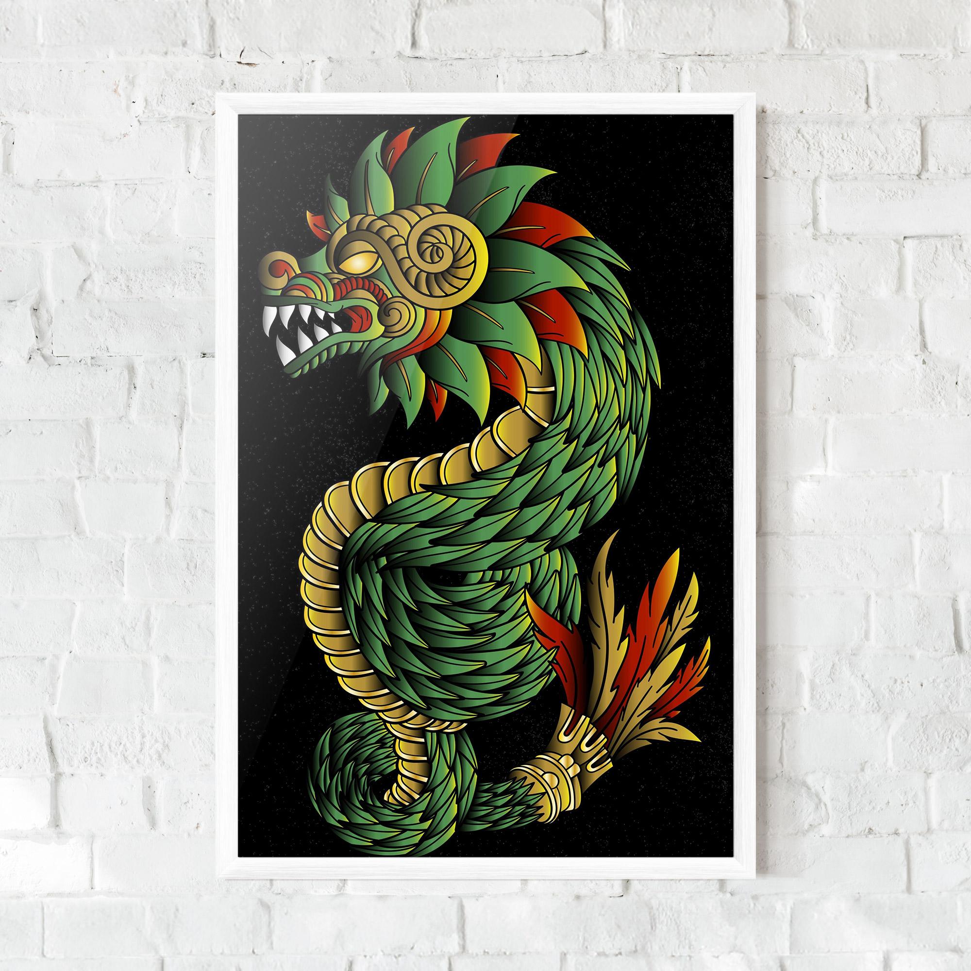 Gerahmte Poster Green Yellow Dragon mockup 0