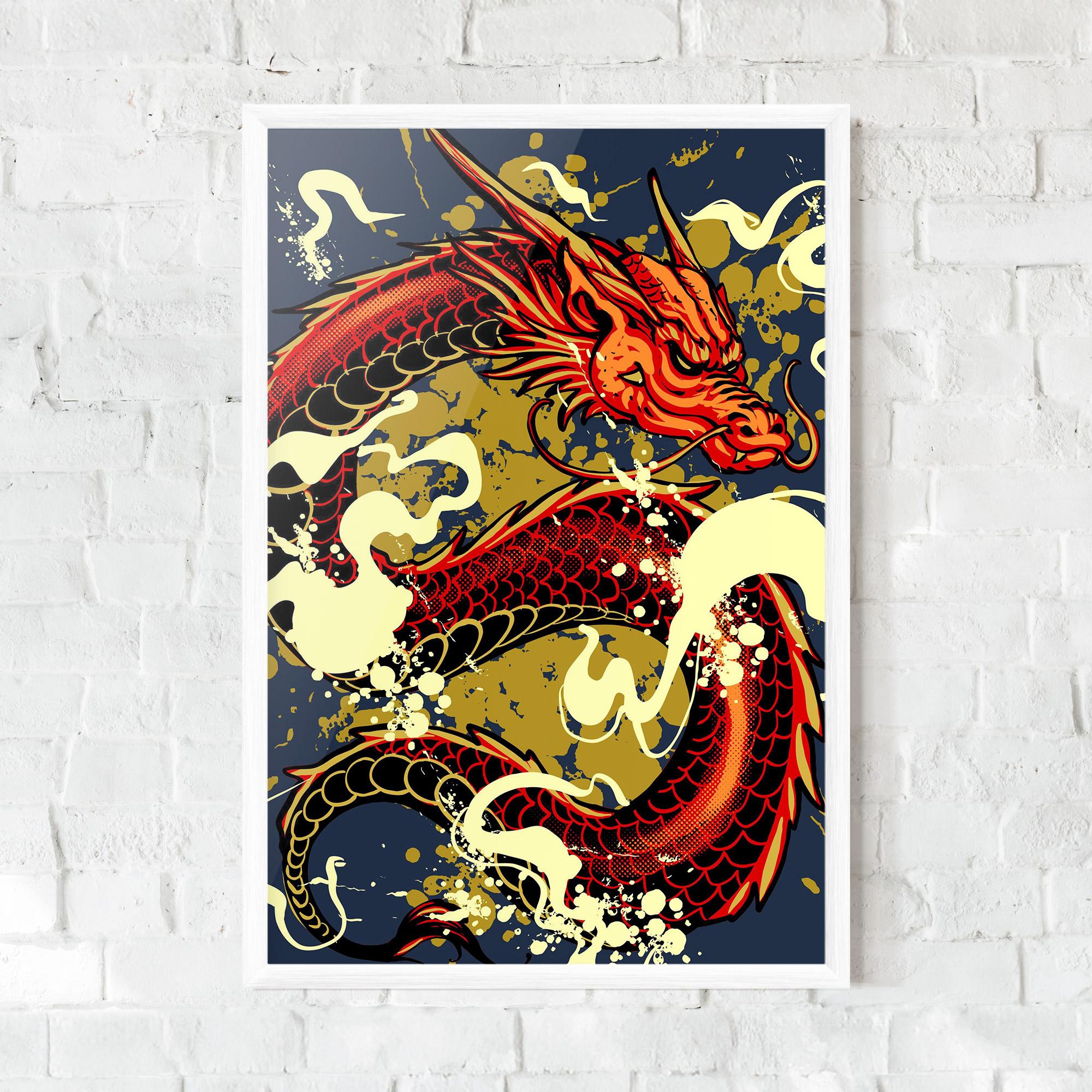 Gerahmte Poster Red Cream Dragon mockup 0