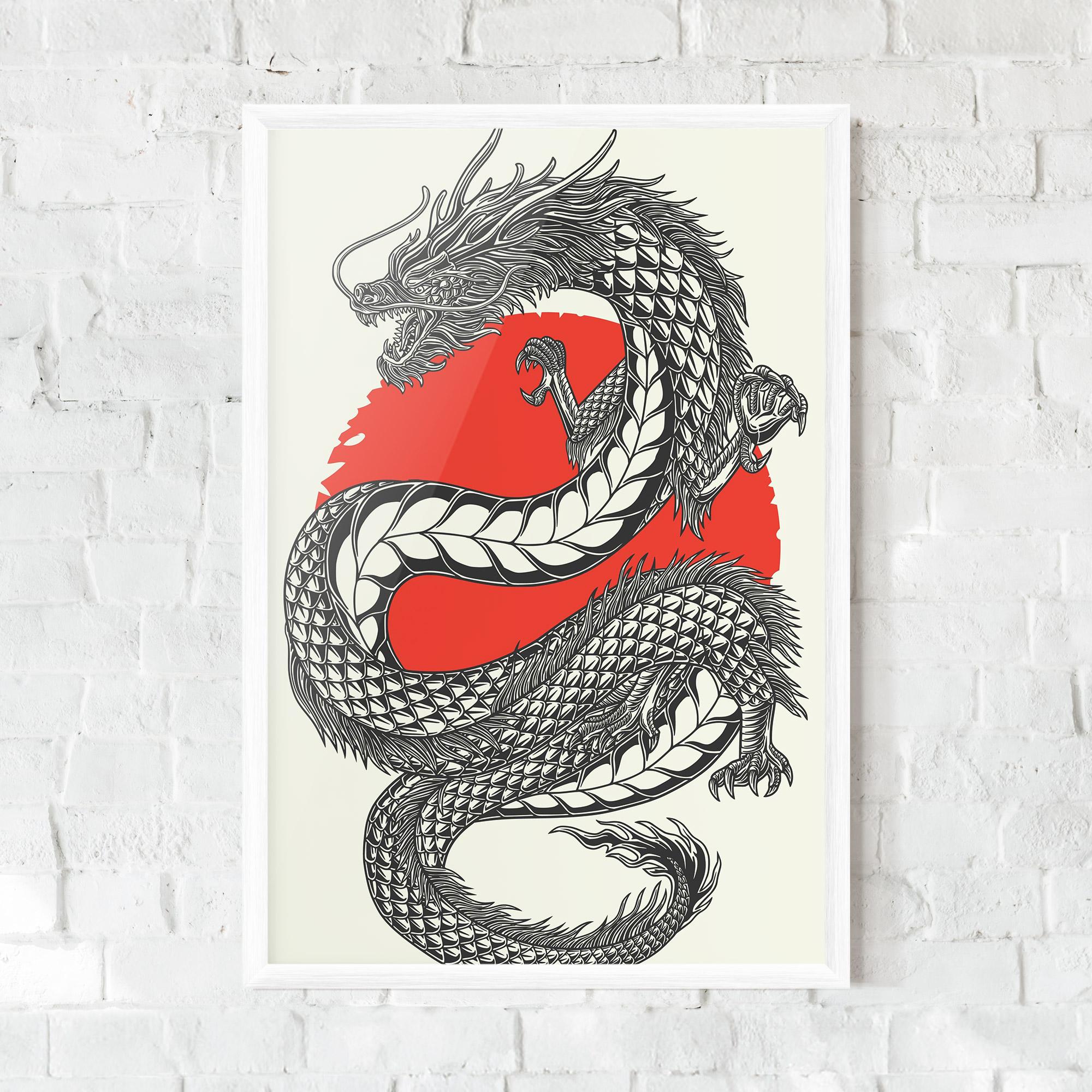 Gerahmte Poster Red Moon Dragon mockup 0