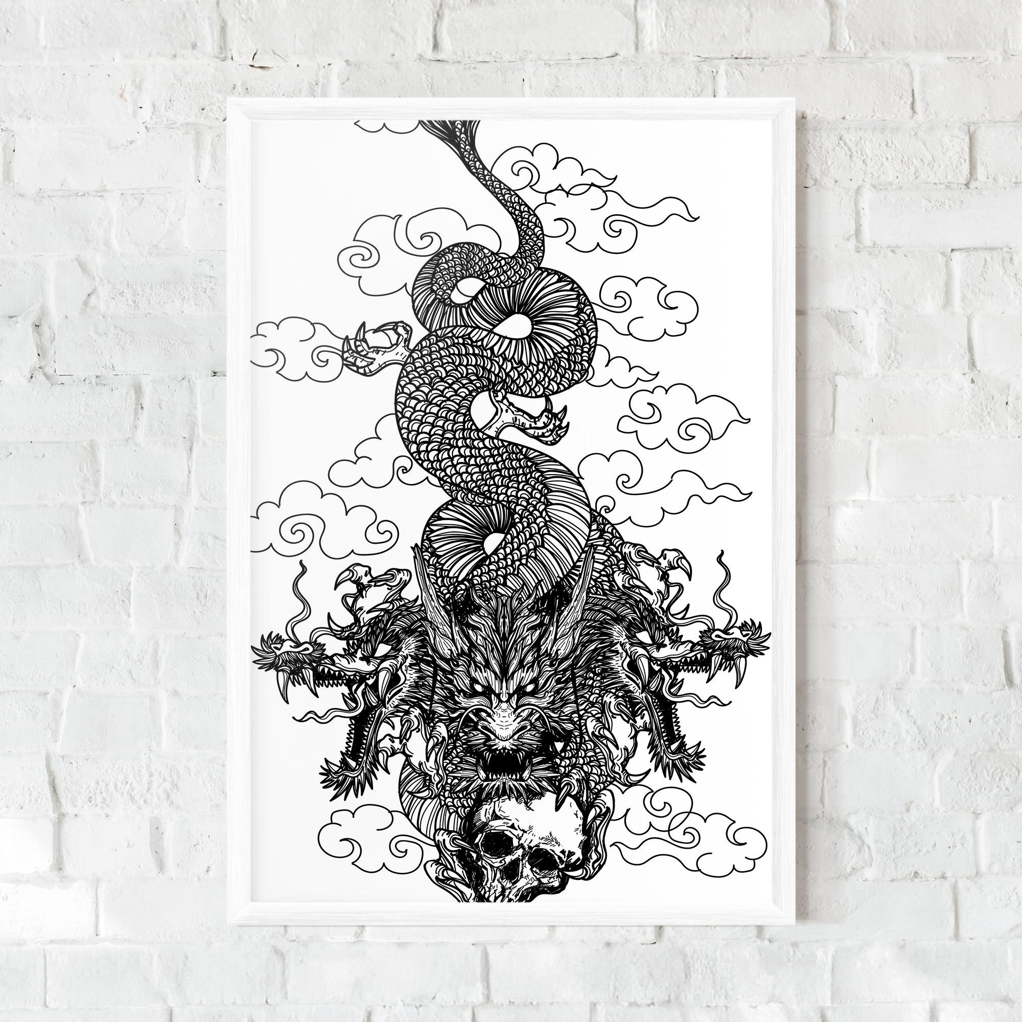 Gerahmte Poster Skull Dragon mockup 0