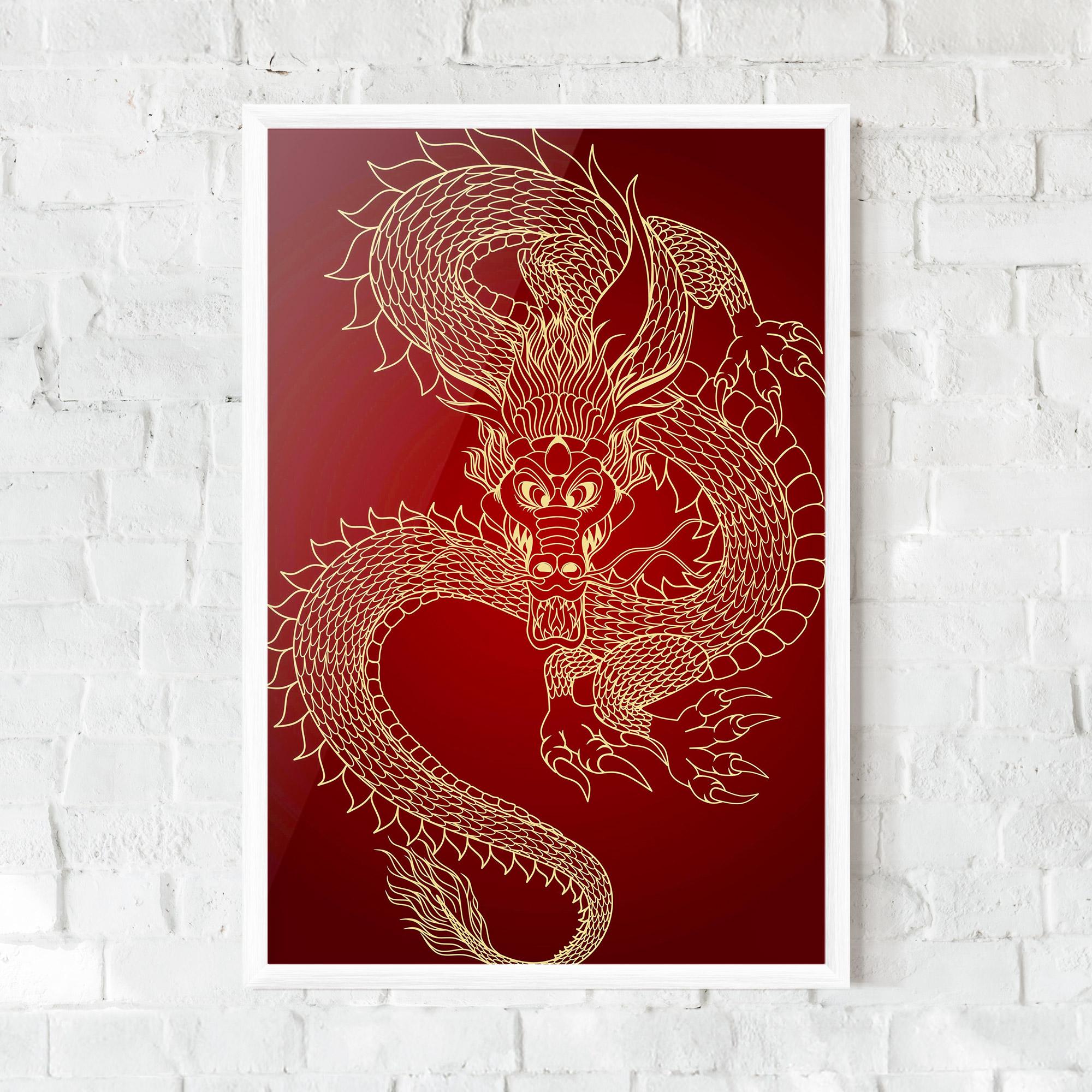 Gerahmte Poster Traditional Dragon mockup 0
