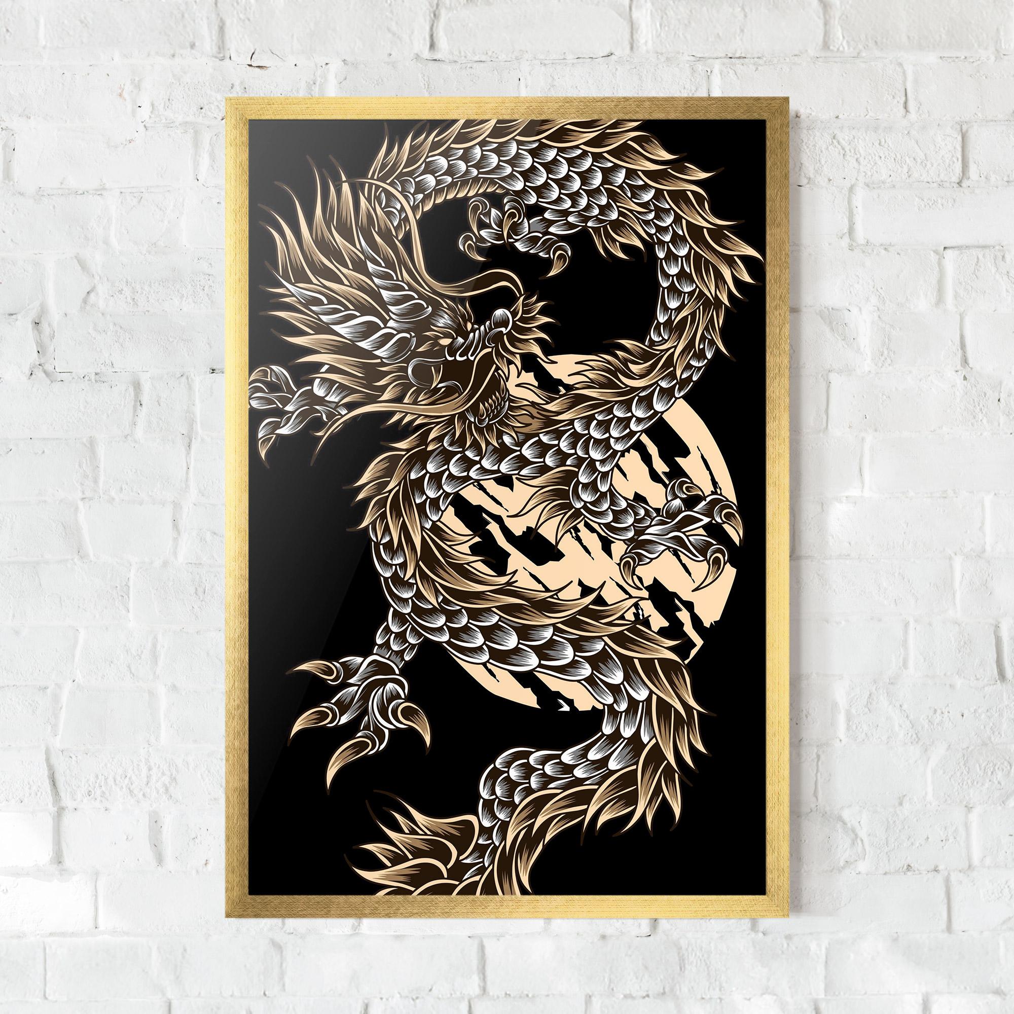 Gerahmte Poster Cream Moon Dragon mockup 0