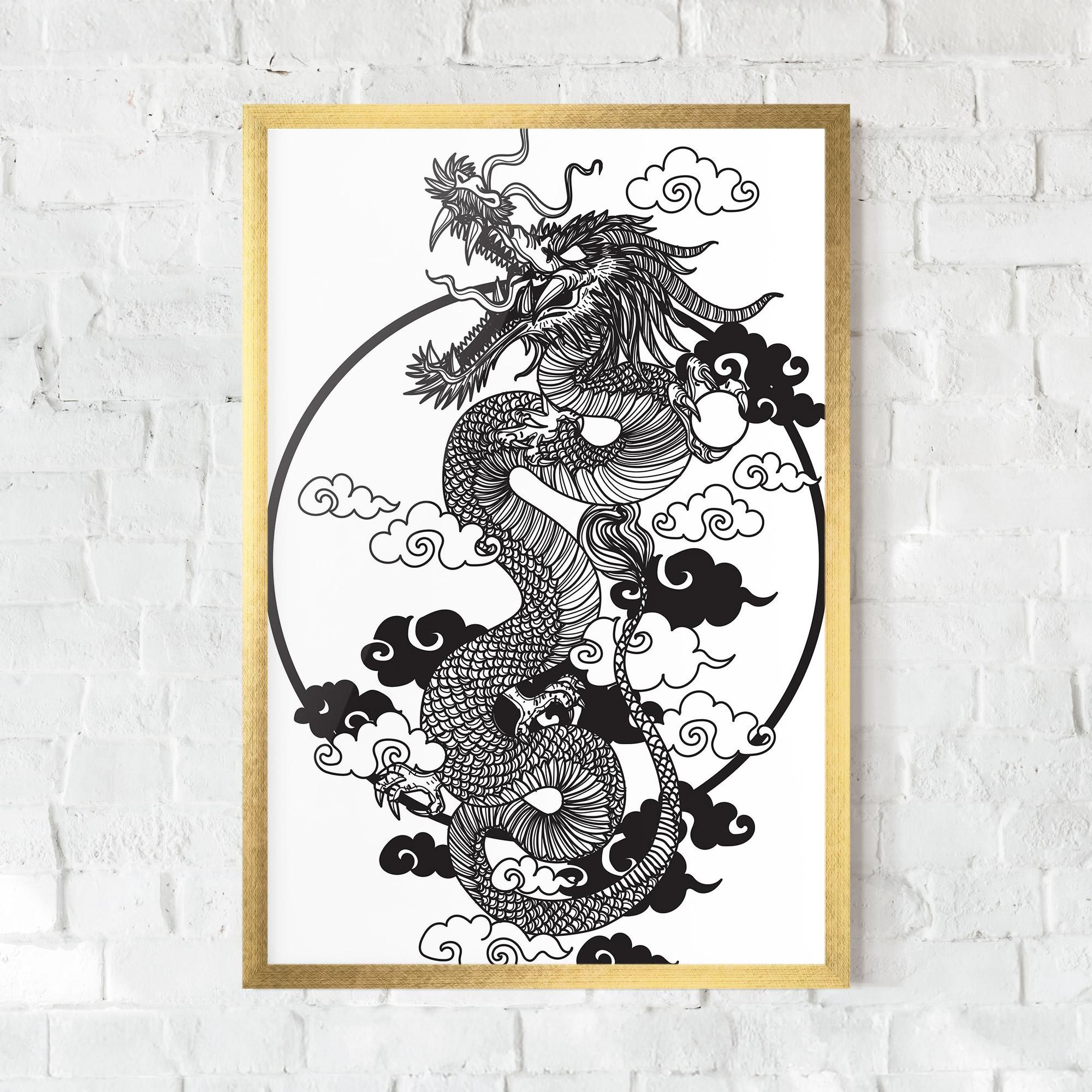 Gerahmte Poster Dragon Circle 01 mockup 0