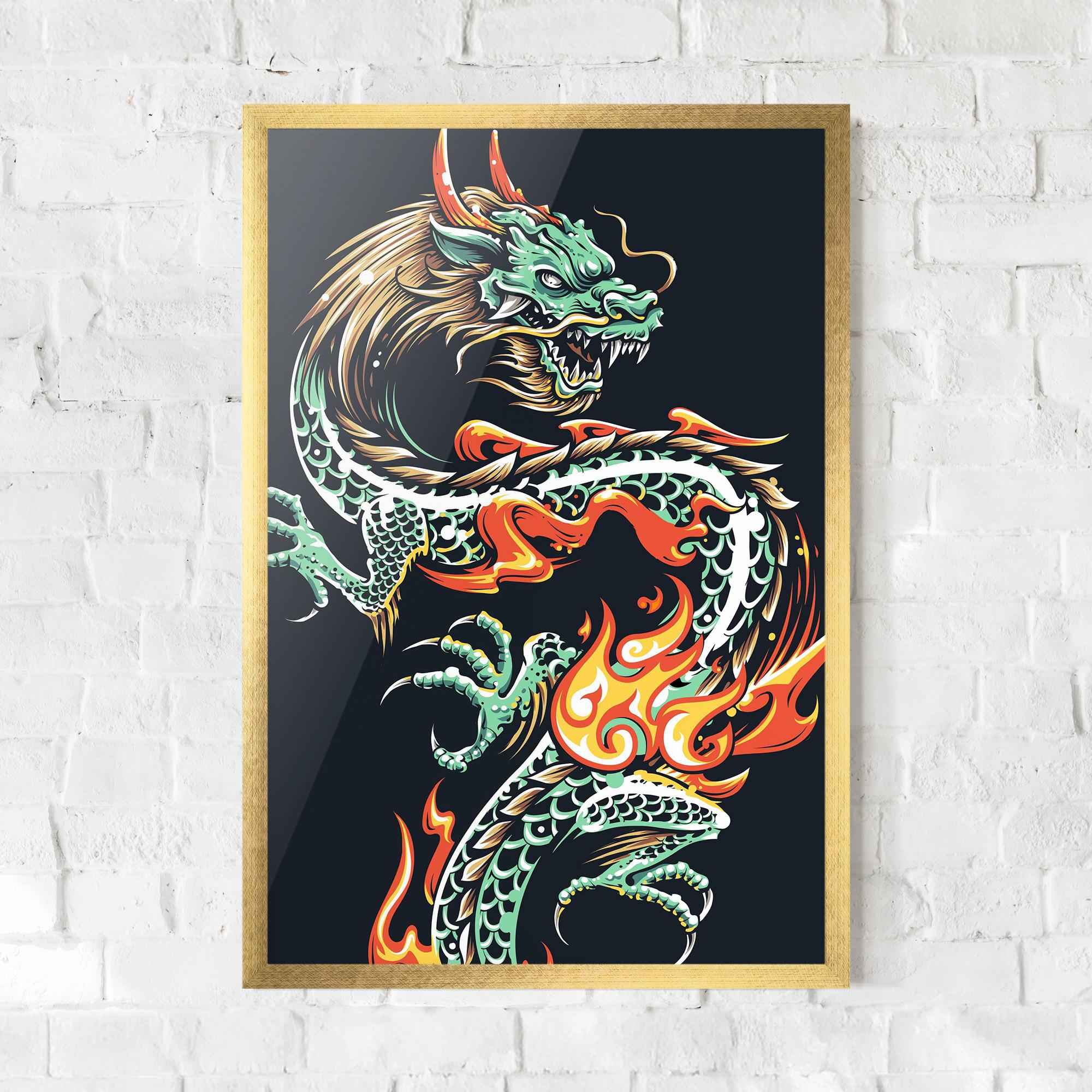 Gerahmte Poster Dragon Green mockup 0