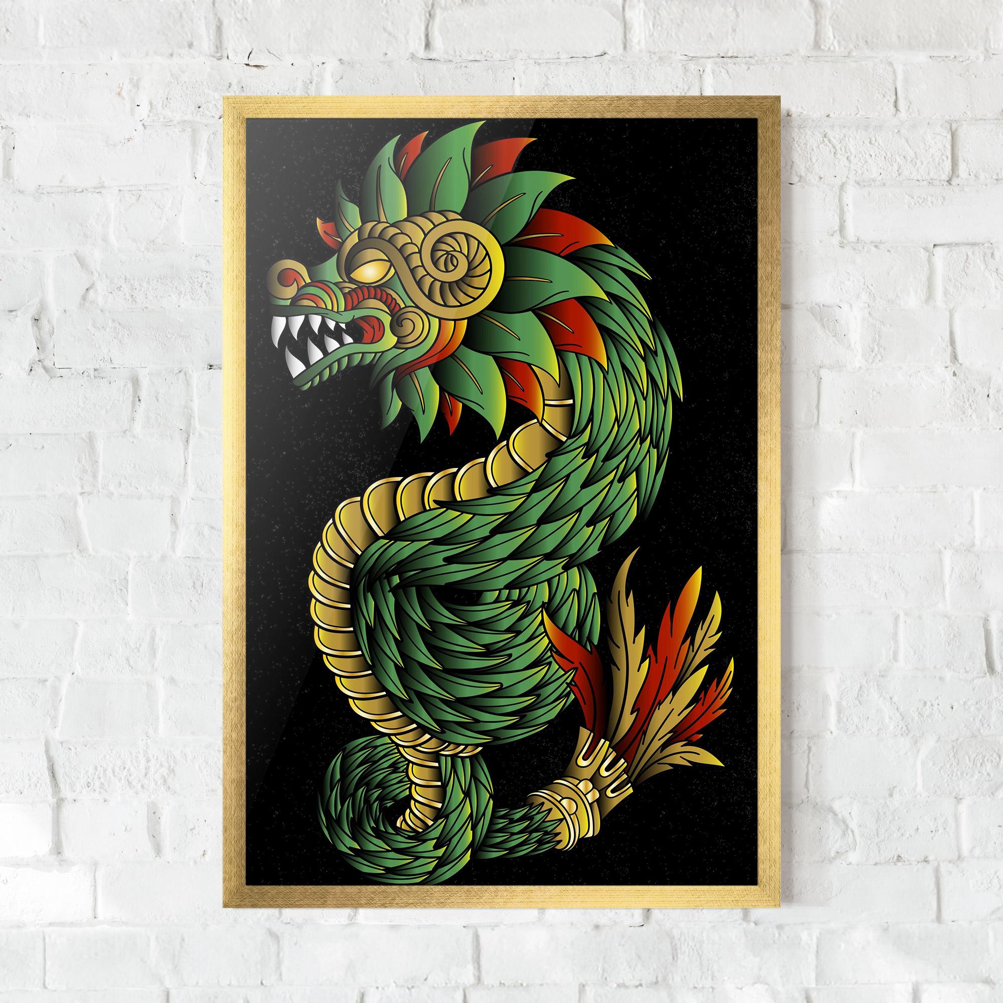 Gerahmte Poster Green Yellow Dragon mockup 0