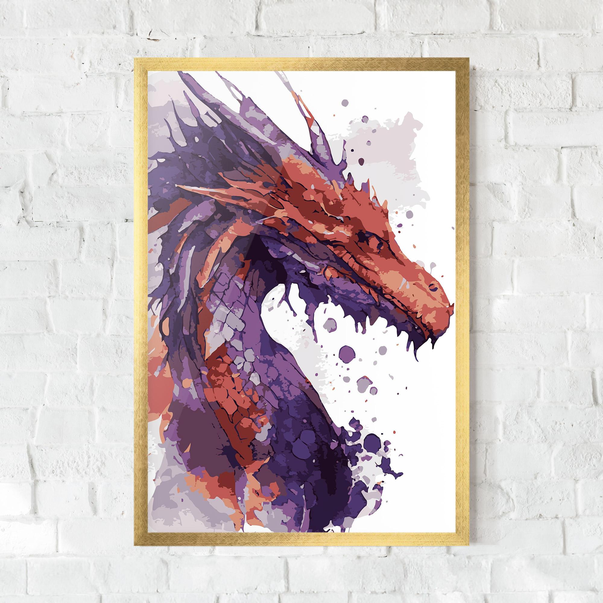 Gerahmte Poster Orange Purple Dragon mockup 0
