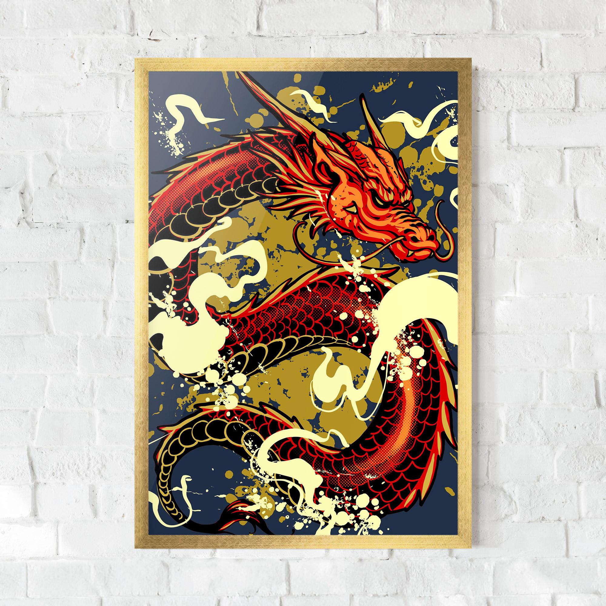 Gerahmte Poster Red Cream Dragon mockup 0