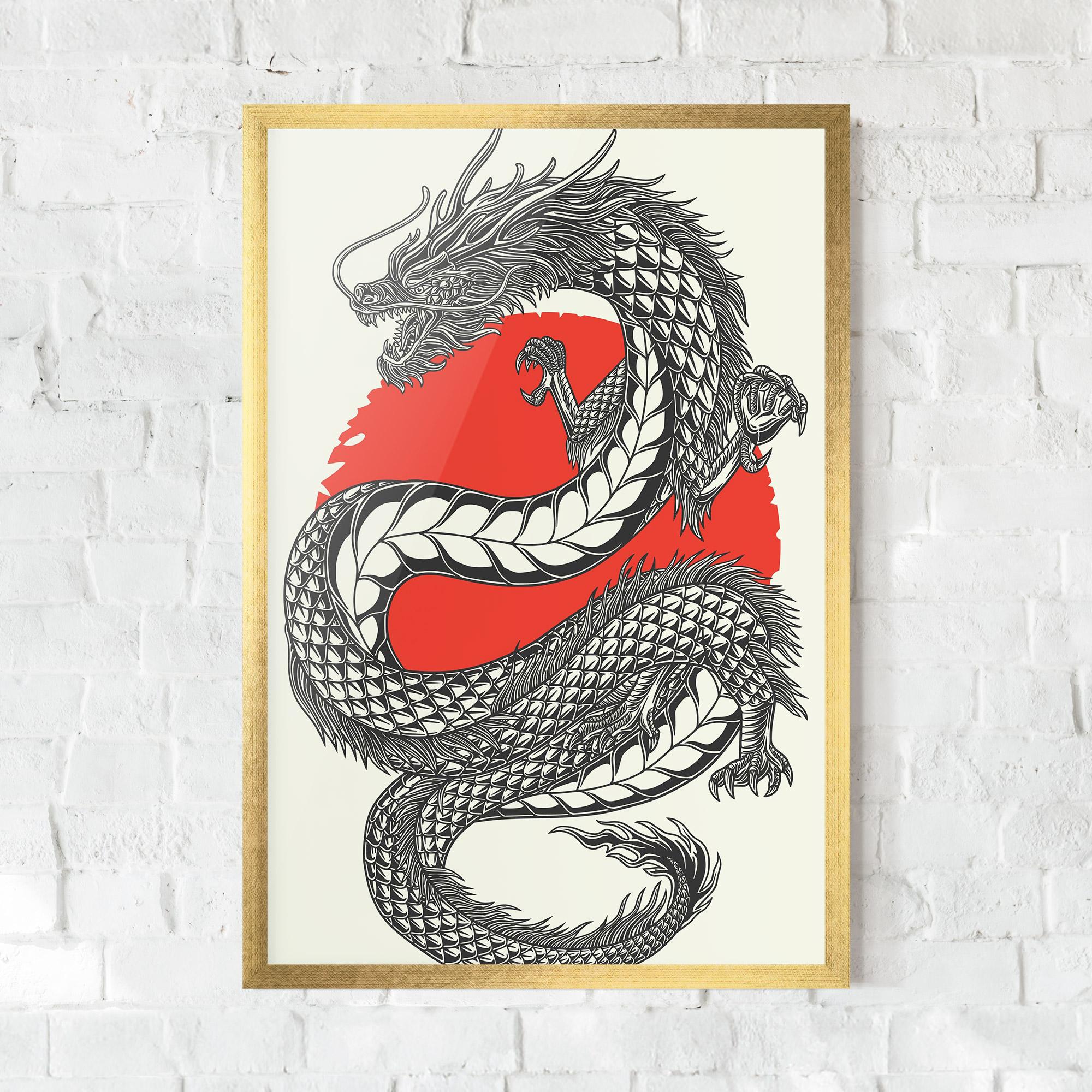 Gerahmte Poster Red Moon Dragon mockup 0