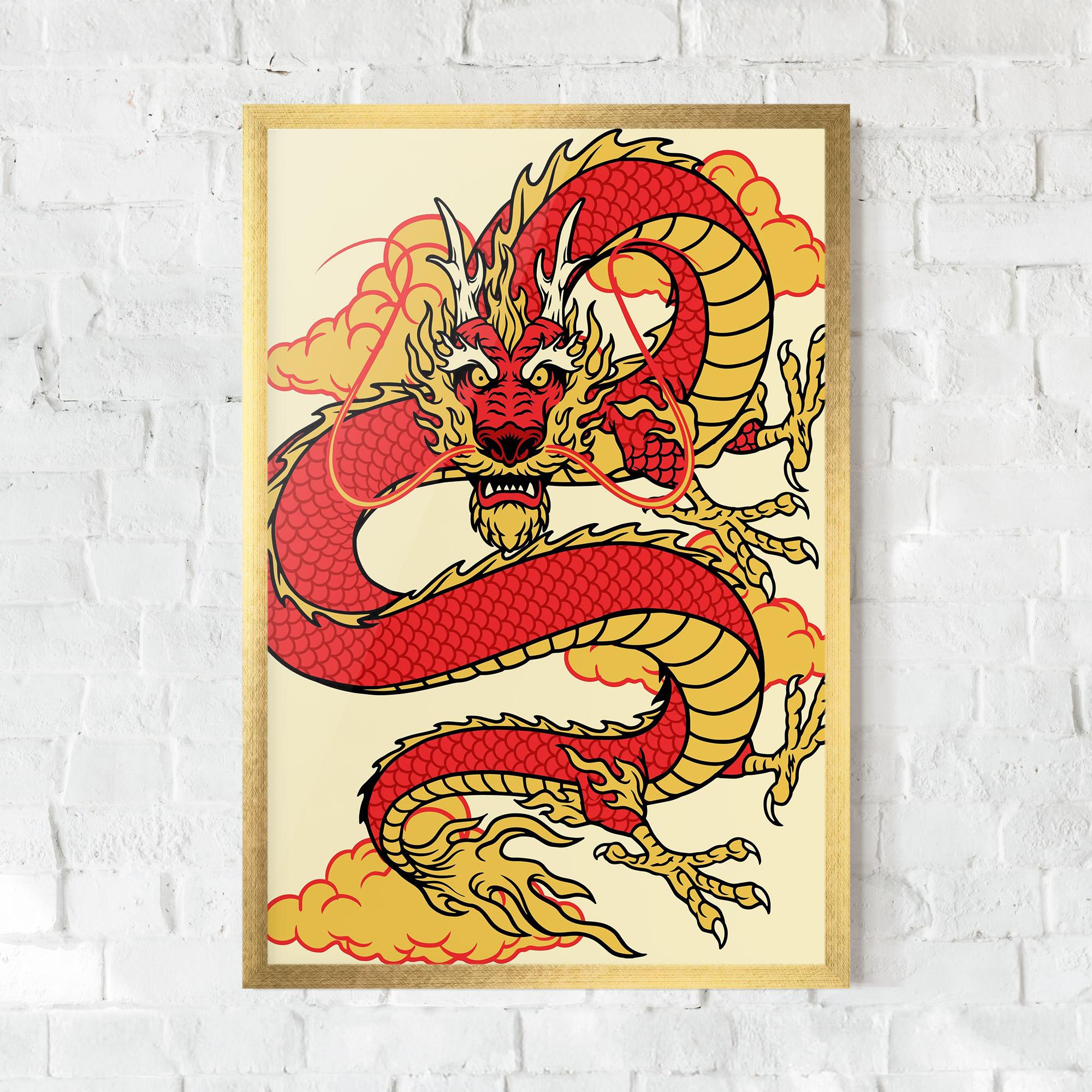 Gerahmte Poster Red Yellow Dragon mockup 0