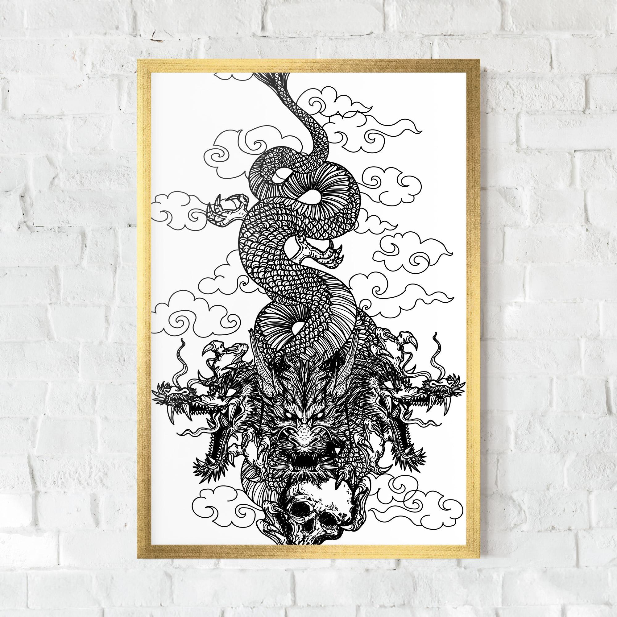 Gerahmte Poster Skull Dragon mockup 0