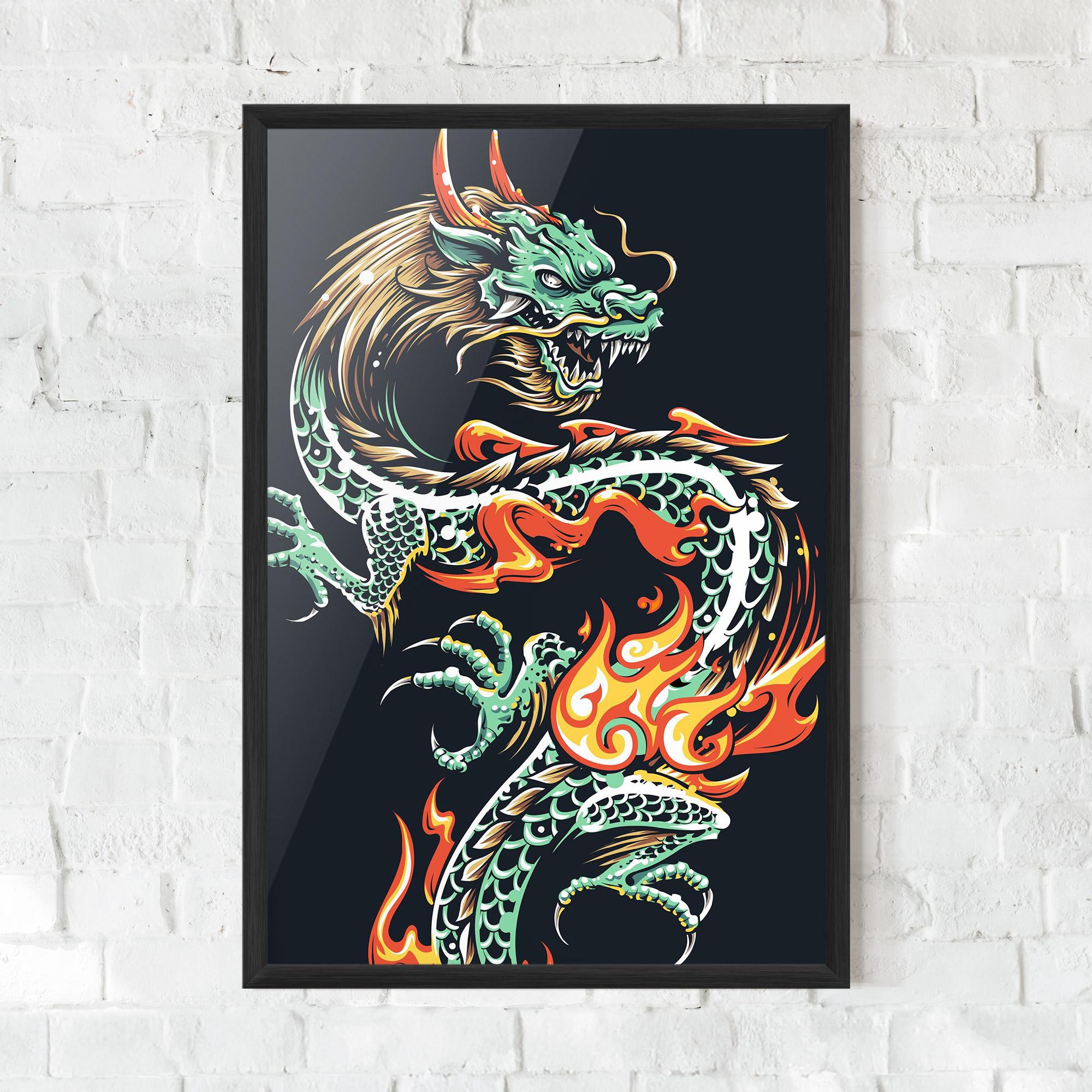 Gerahmte Poster Dragon Green mockup 0