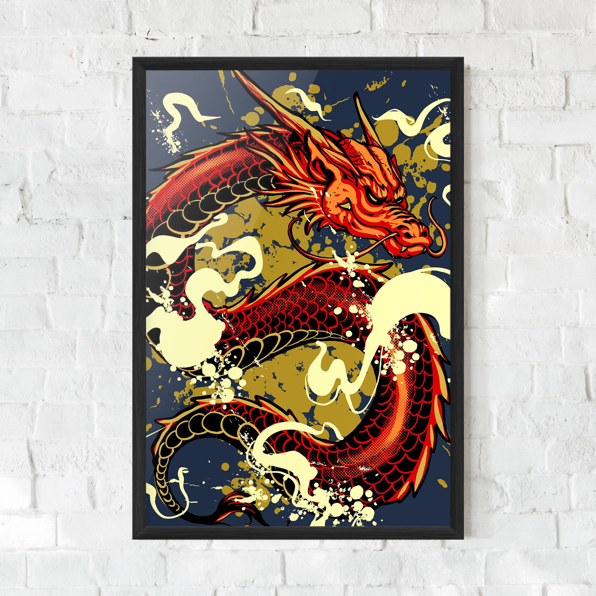 Gerahmte Poster Red Cream Dragon mockup 0