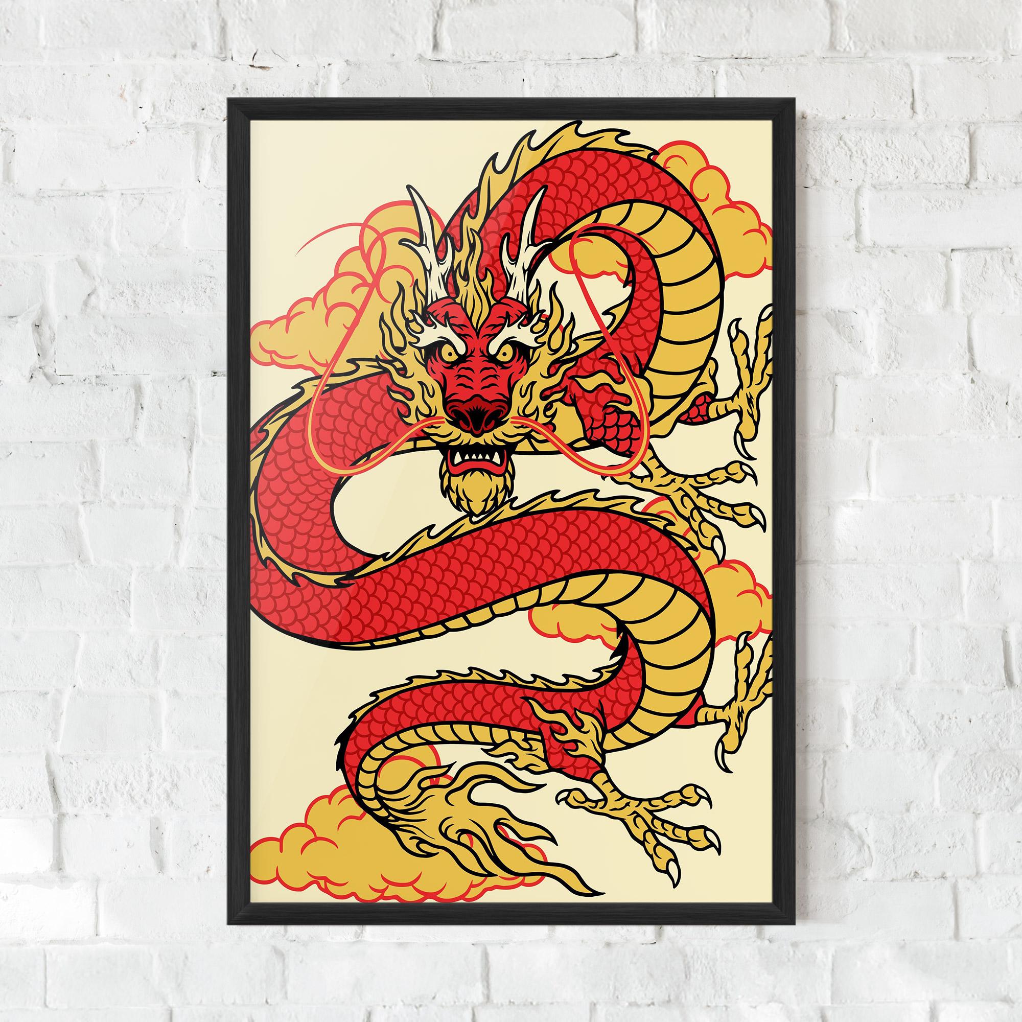 Gerahmte Poster Red Yellow Dragon mockup 0