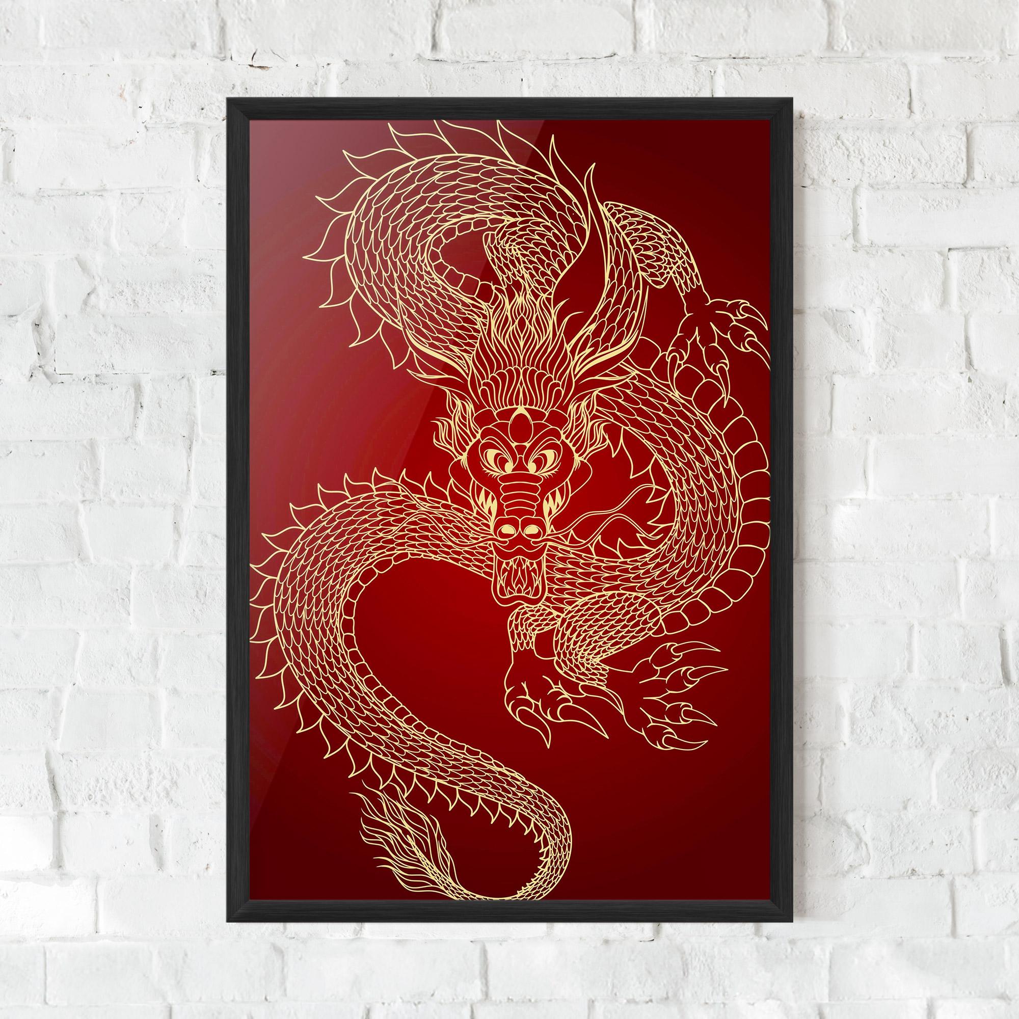 Gerahmte Poster Traditional Dragon mockup 0