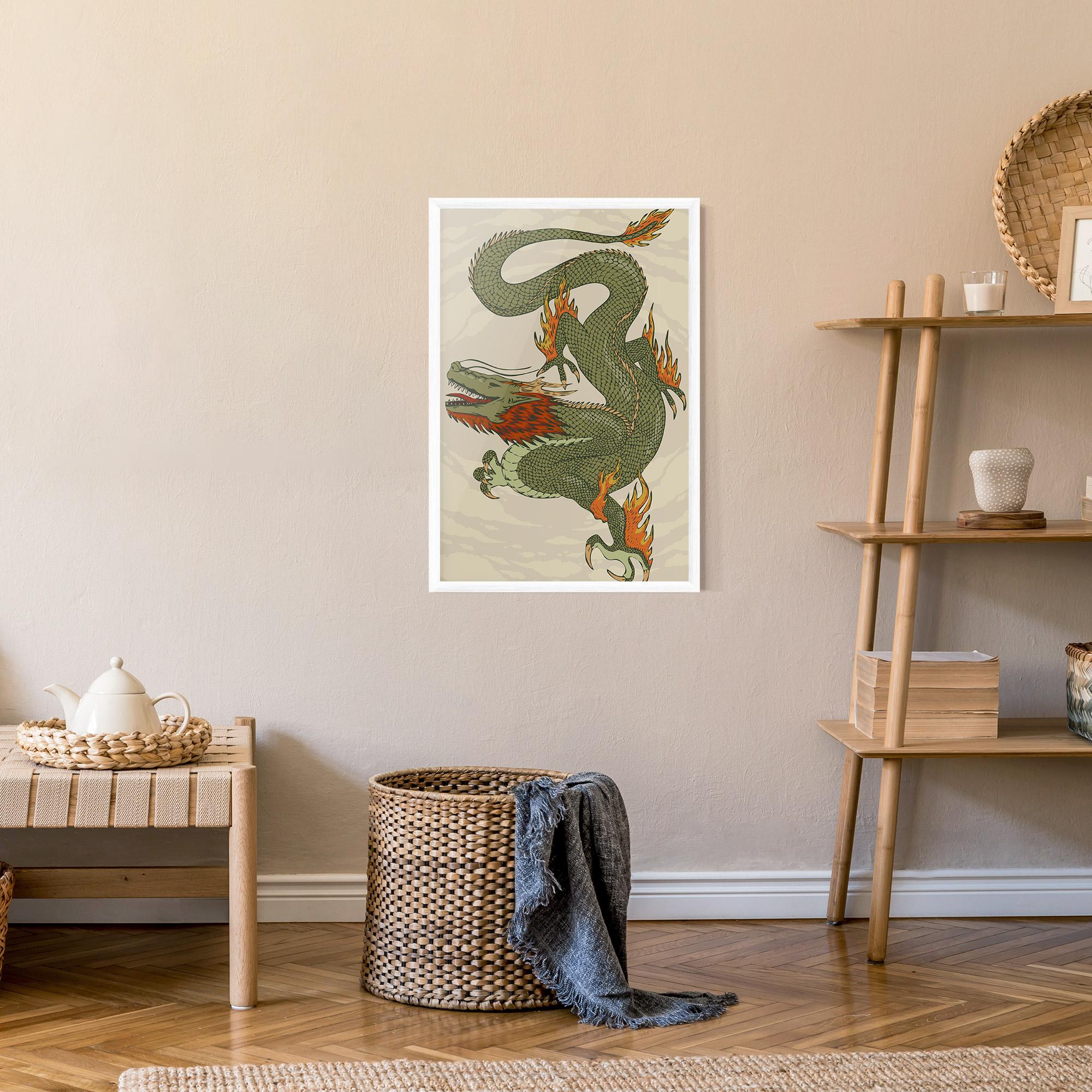 Gerahmte Poster Chinese Dragon Green mockup 9