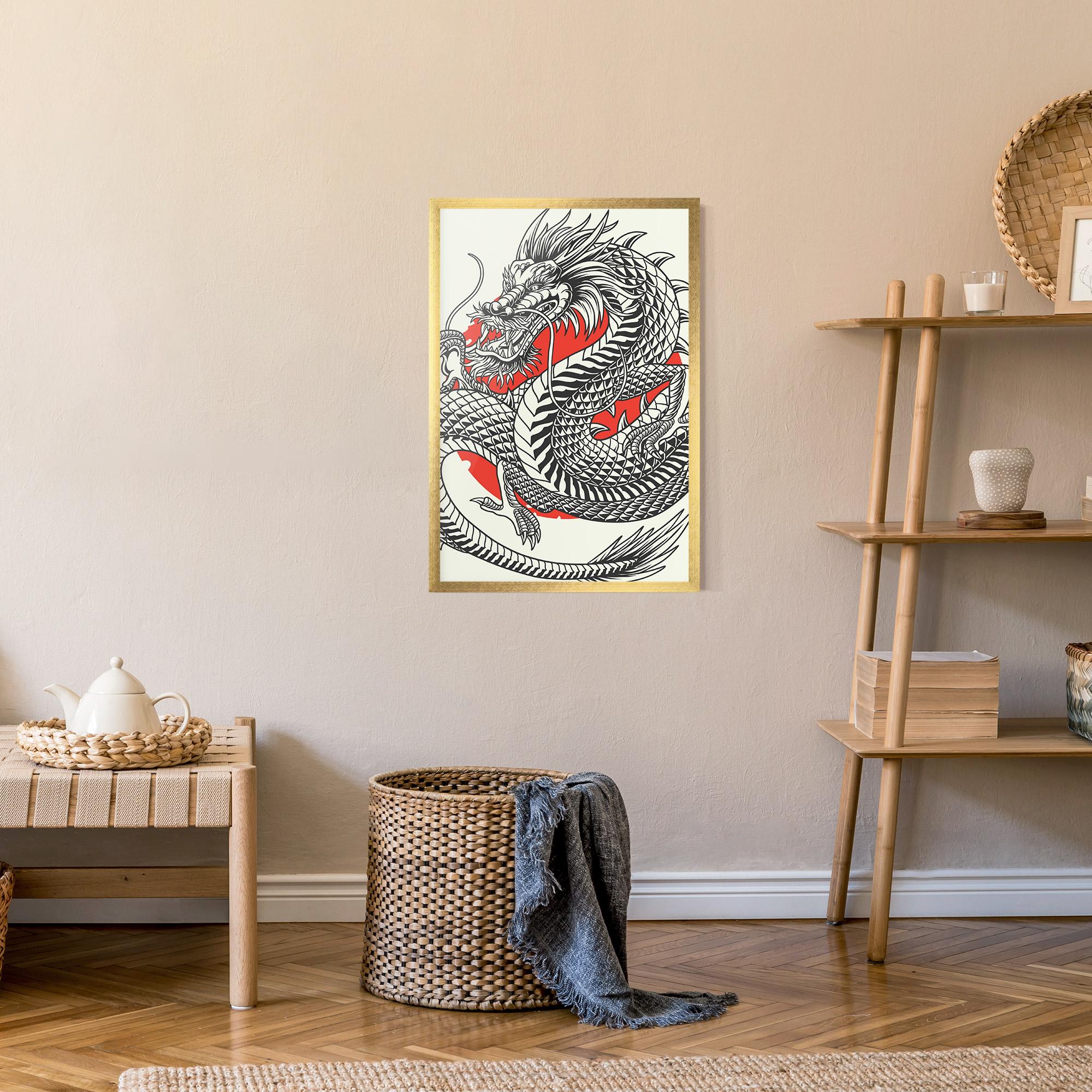 Gerahmte Poster Cream Grey Dragon mockup 9