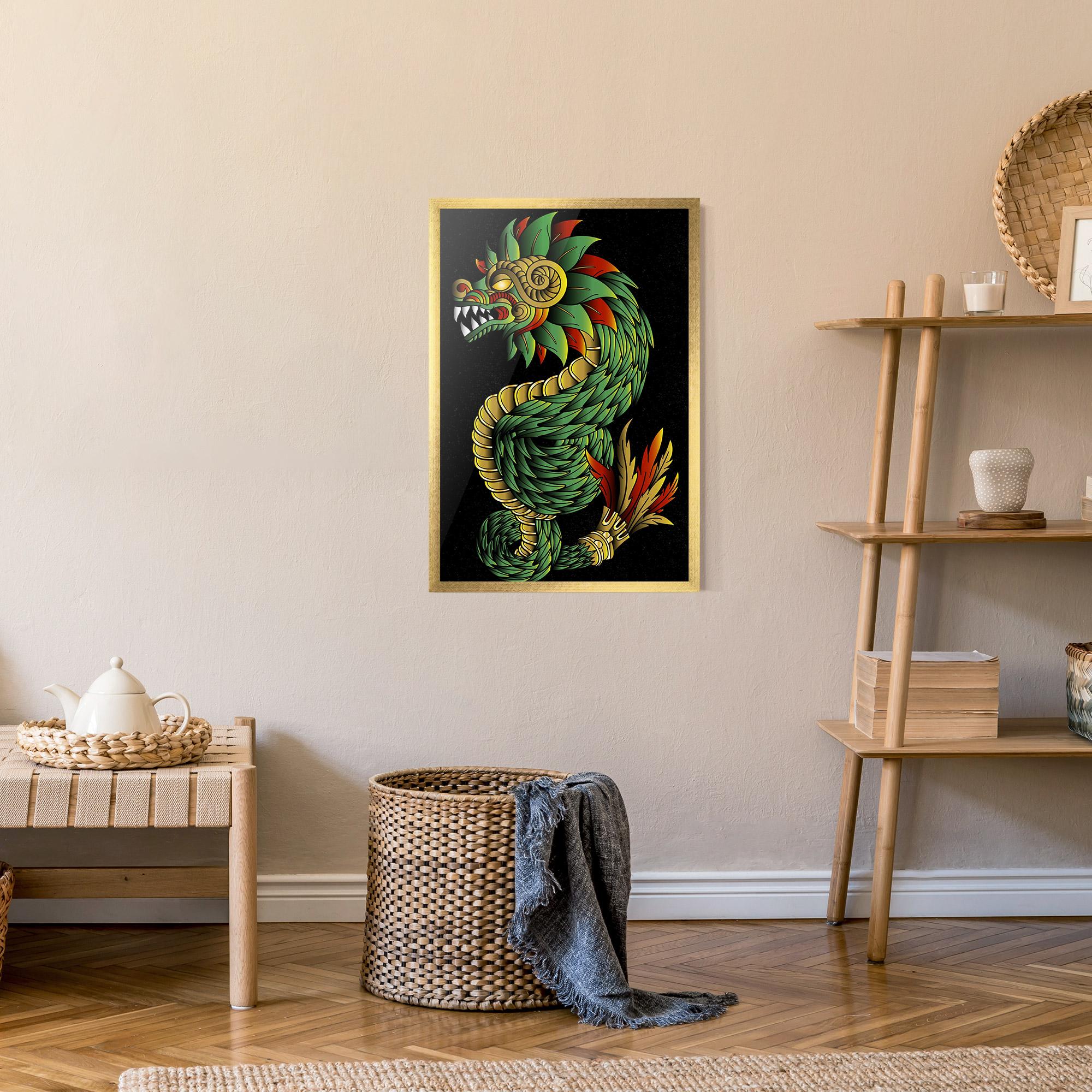 Gerahmte Poster Green Yellow Dragon mockup 9