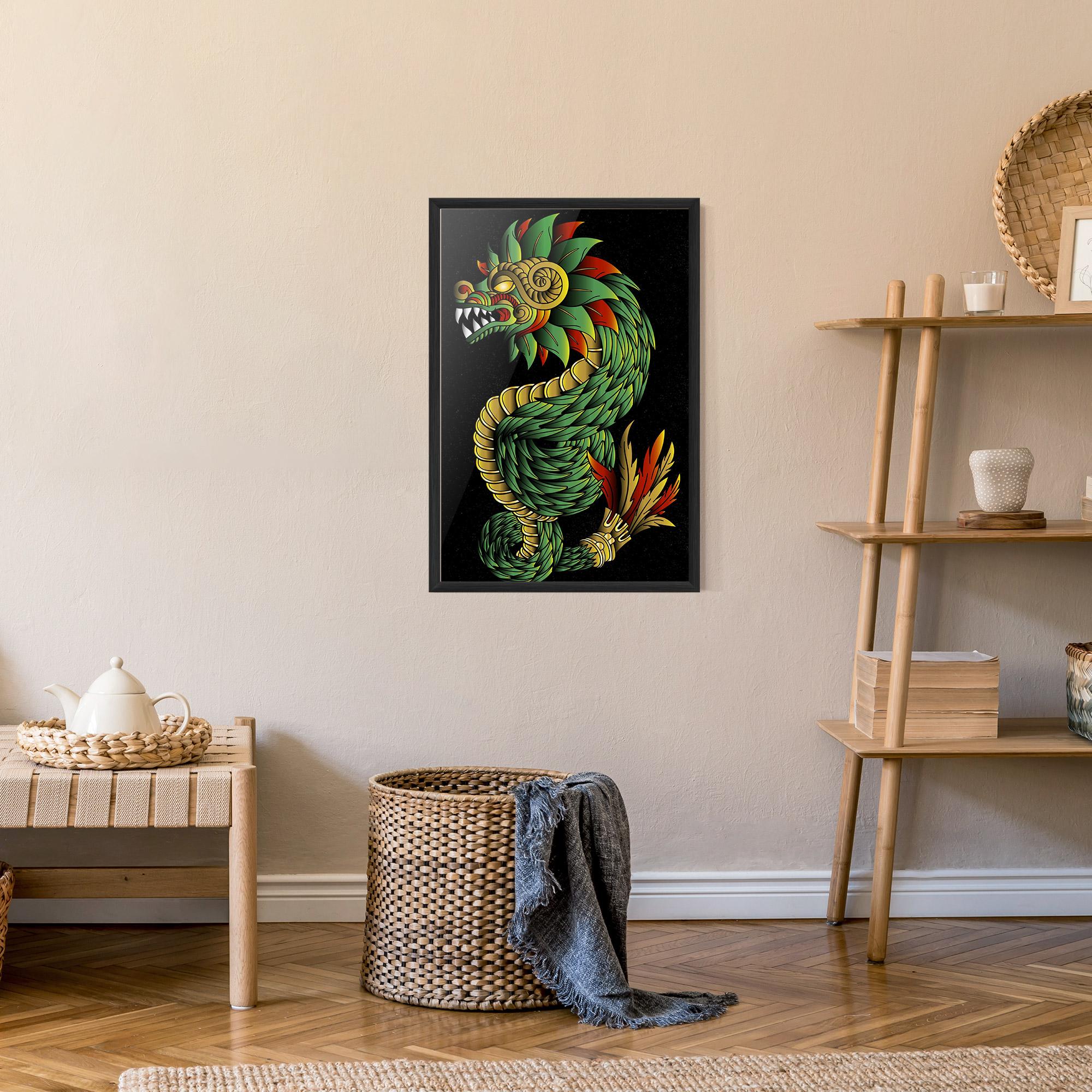 Gerahmte Poster Green Yellow Dragon mockup 9