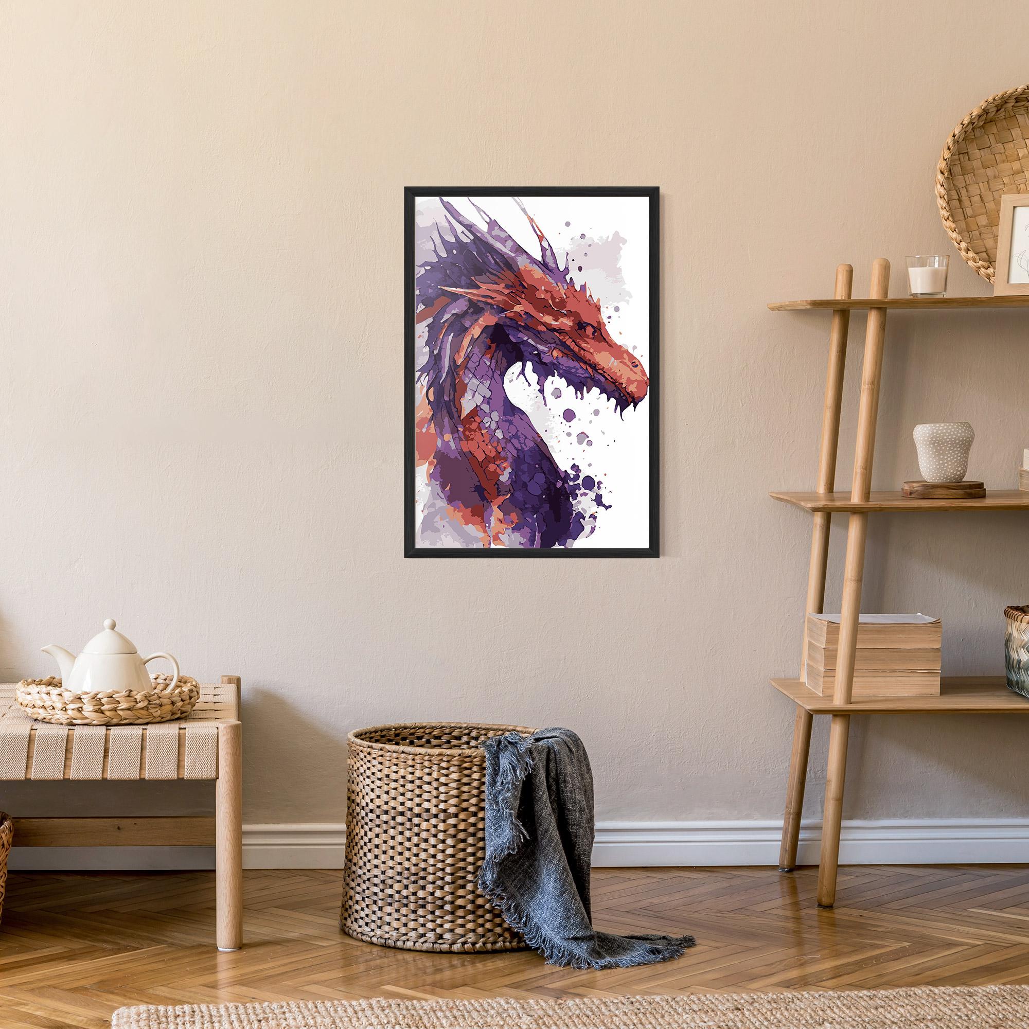 Gerahmte Poster Orange Purple Dragon mockup 9