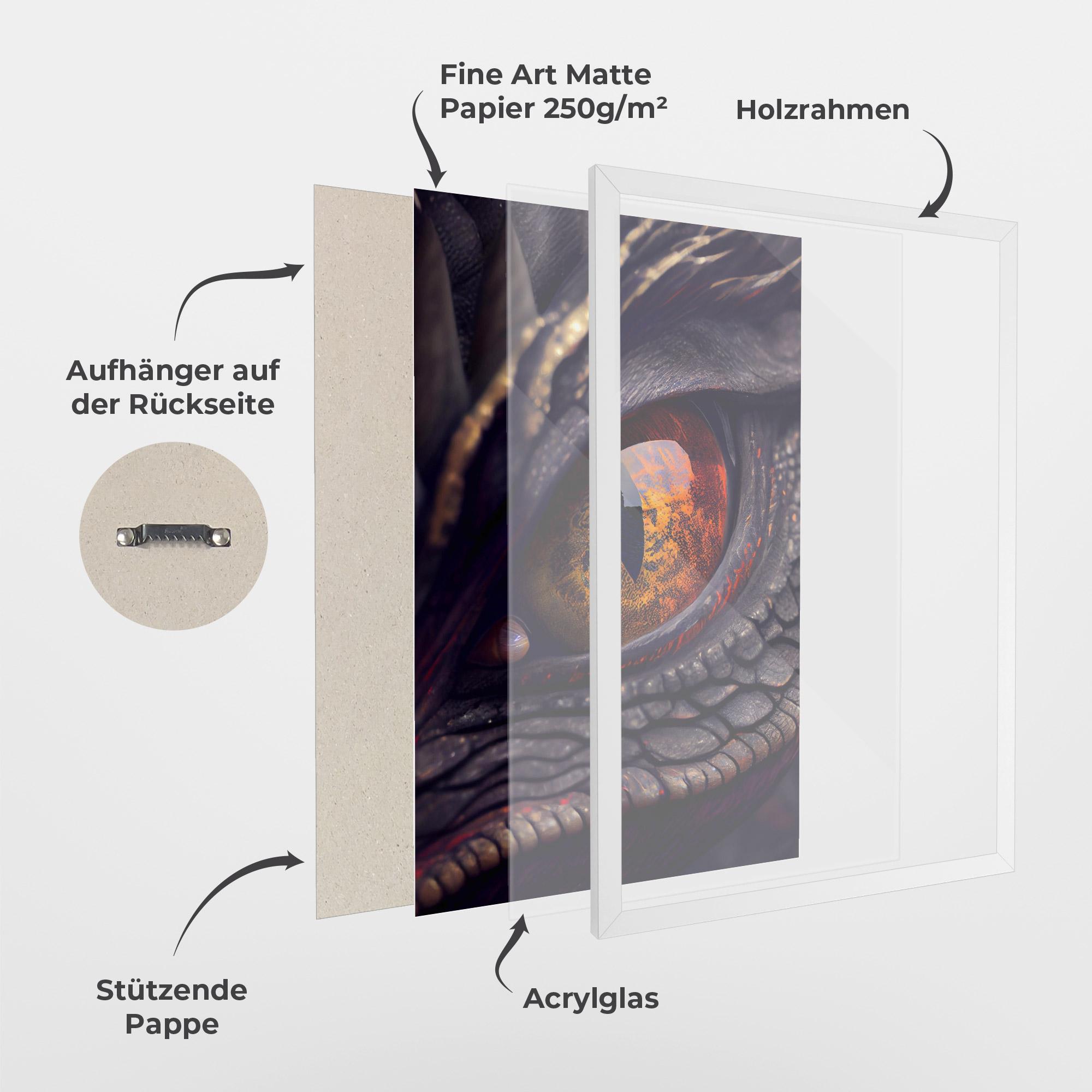 Gerahmte Poster Close Up Red Eye Dragon mockup 1