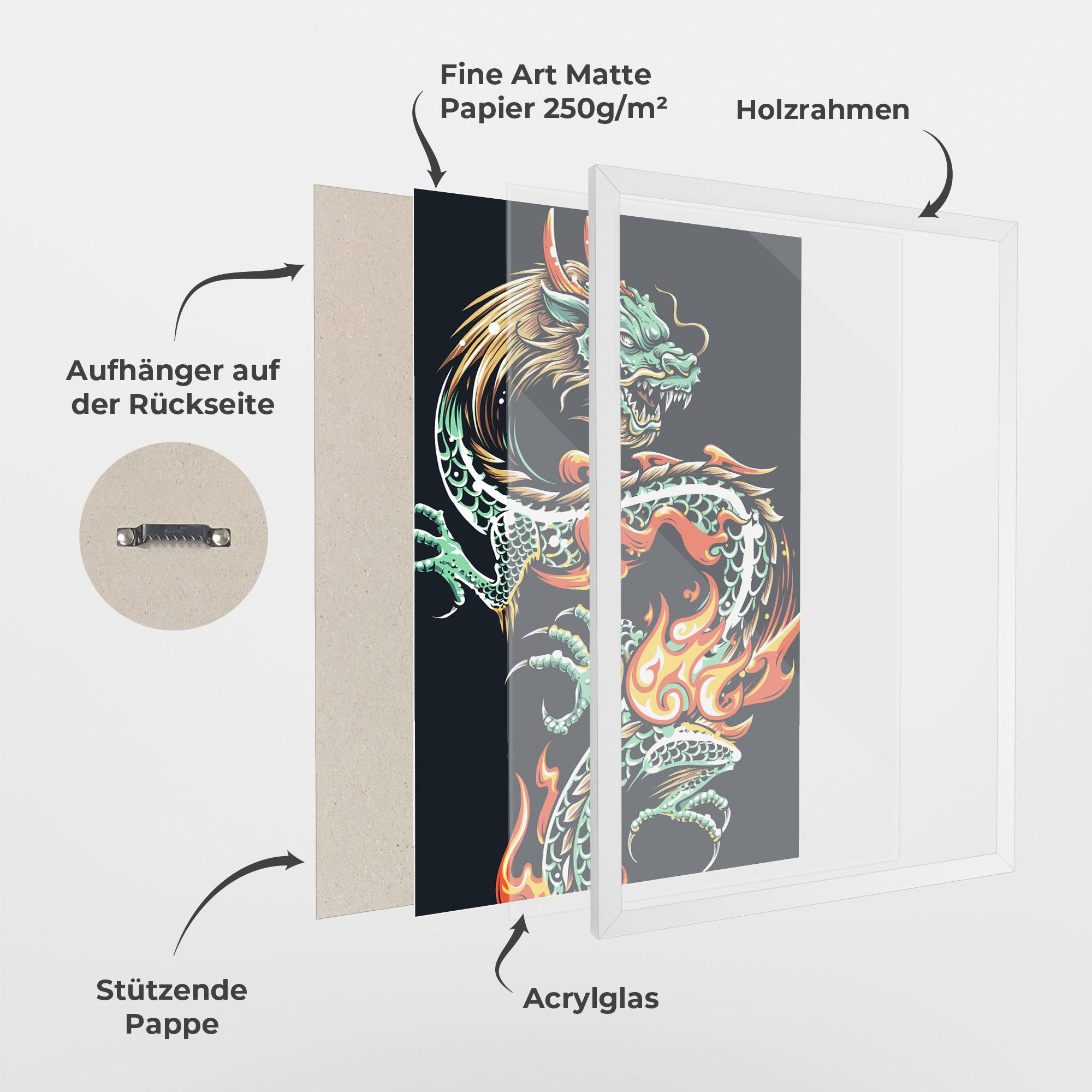 Gerahmte Poster Dragon Green mockup 1
