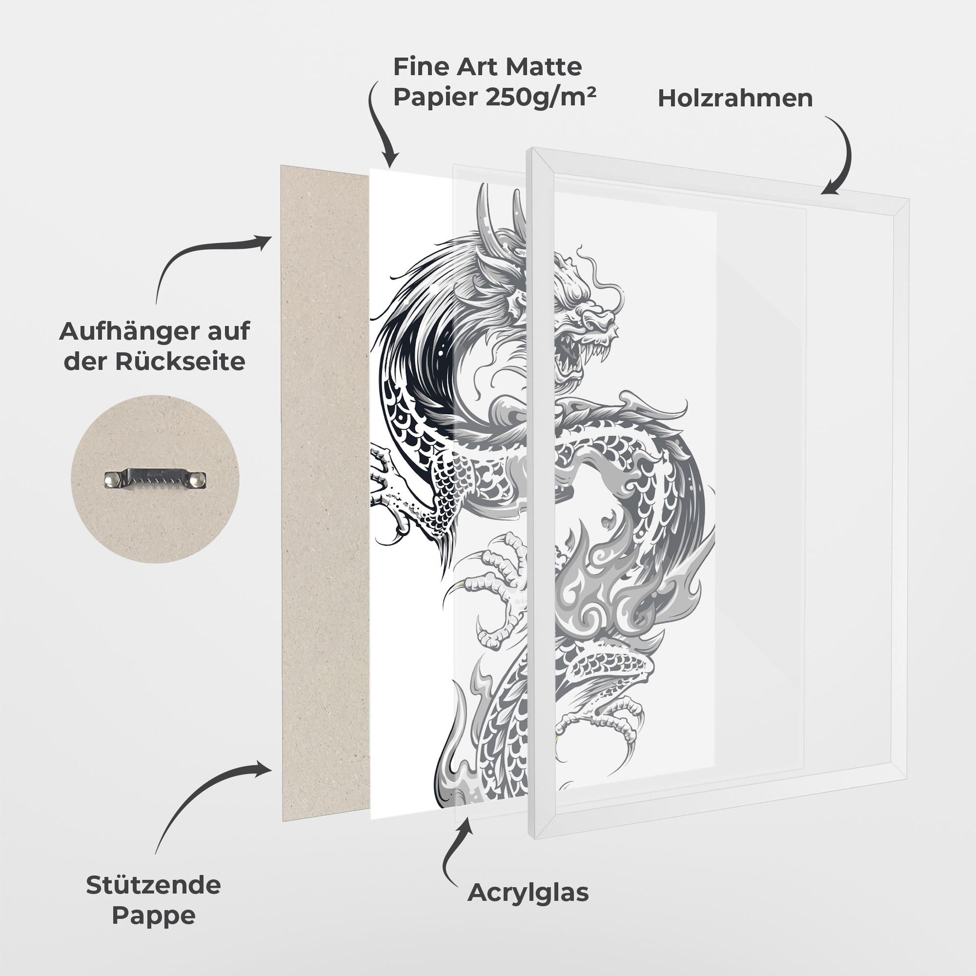 Gerahmte Poster Dragon Line mockup 1