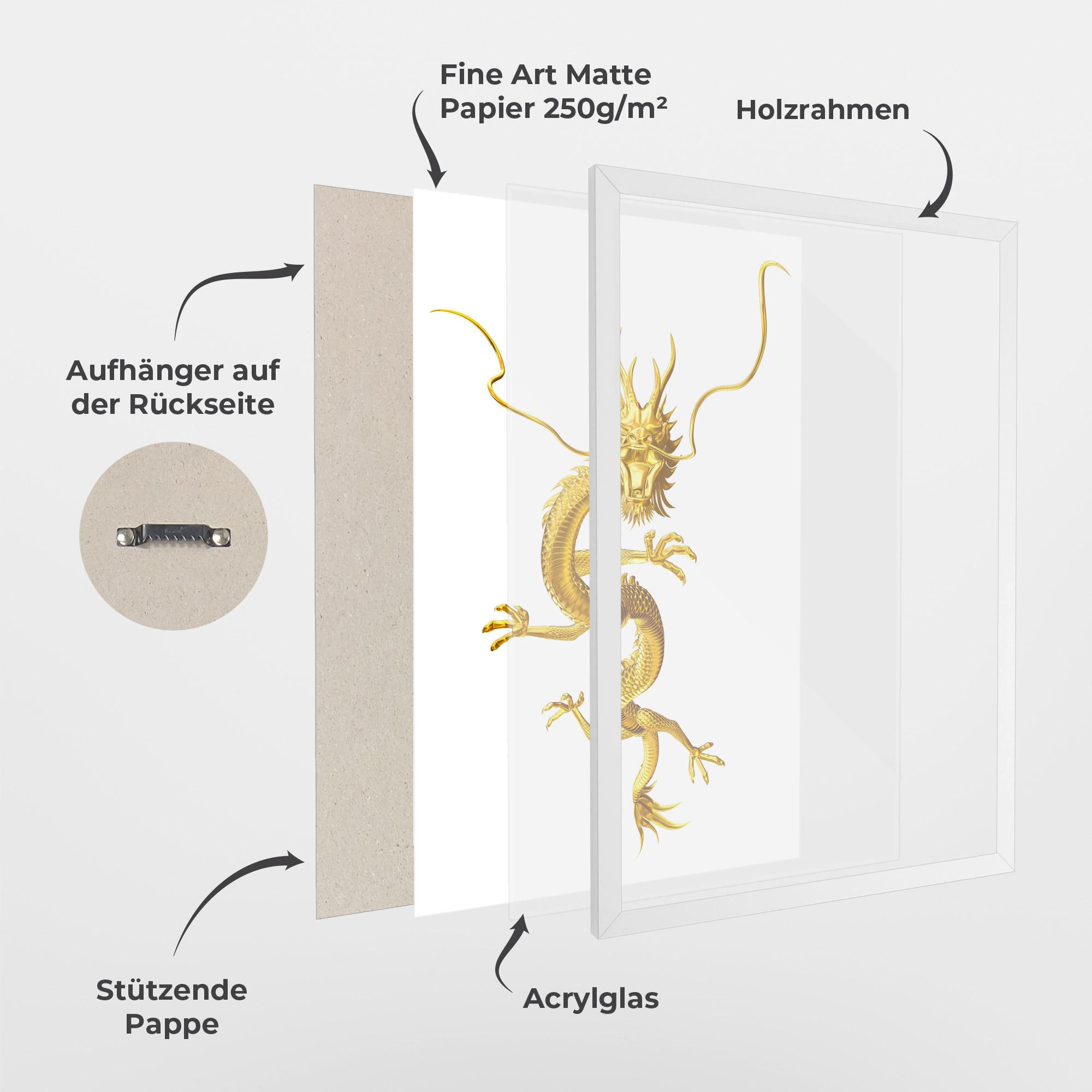 Gerahmte Poster Golden Dragon mockup 1