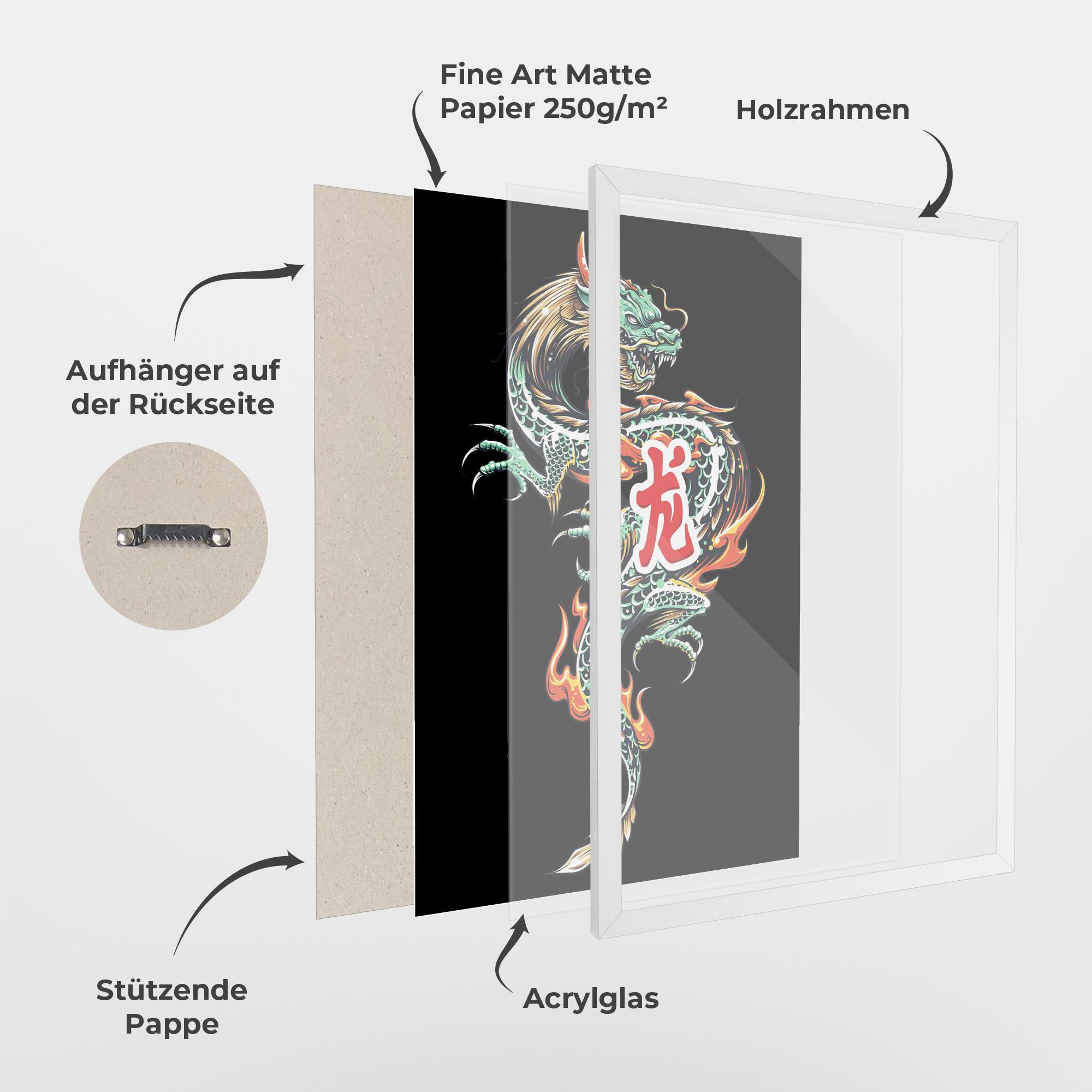 Gerahmte Poster Green Fire Dragon mockup 1