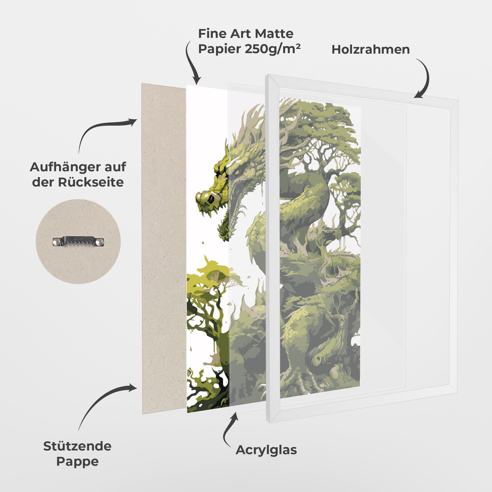 Gerahmte Poster Green Nature Dragon mockup 1