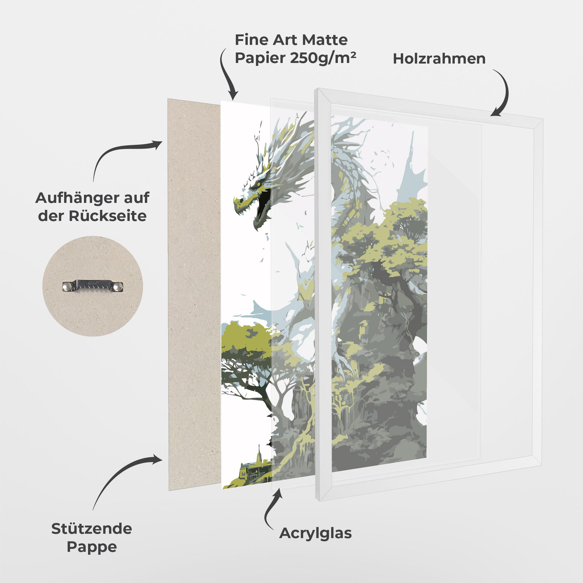 Gerahmte Poster Grey Nature Dragon mockup 1