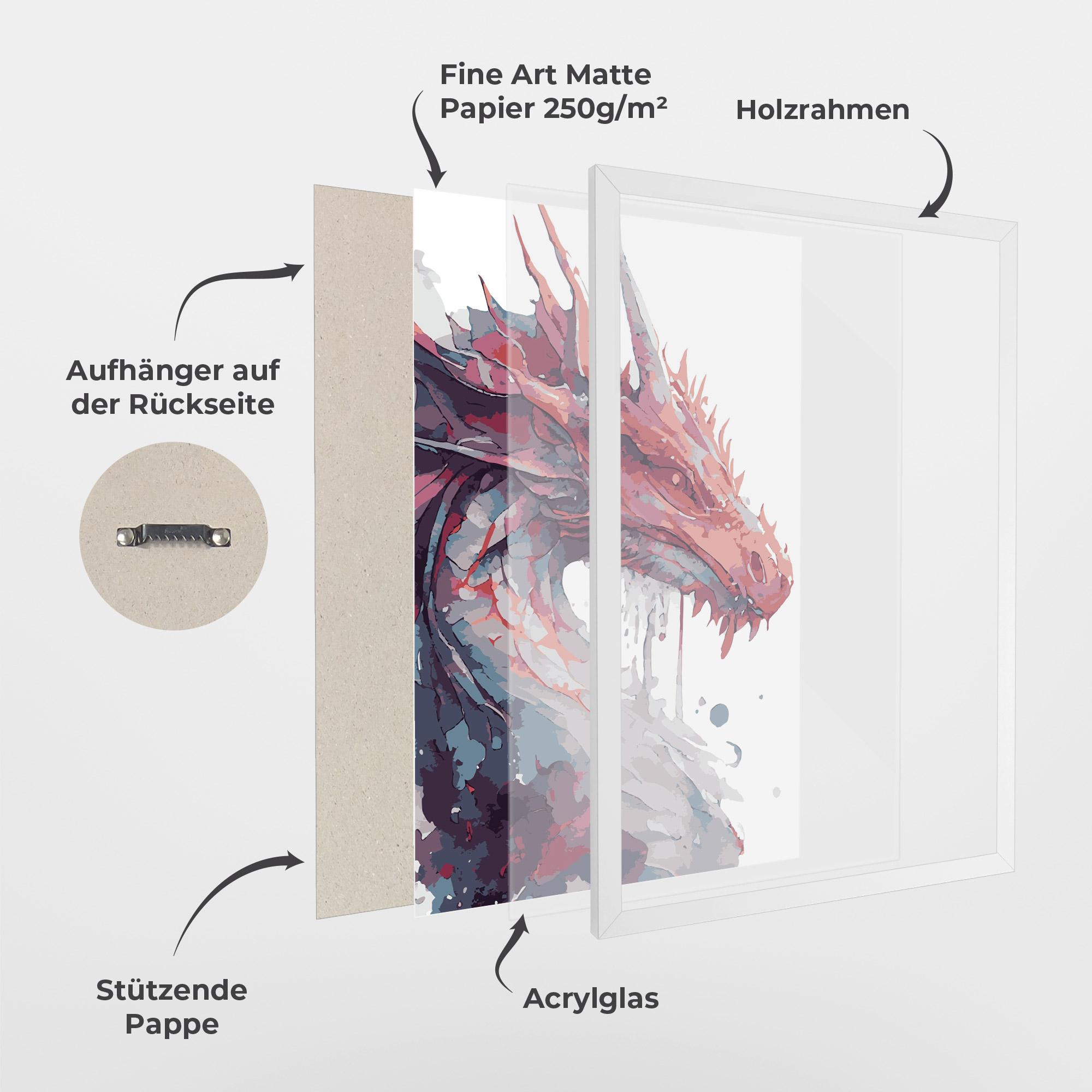 Gerahmte Poster Red Blue Dragon mockup 1