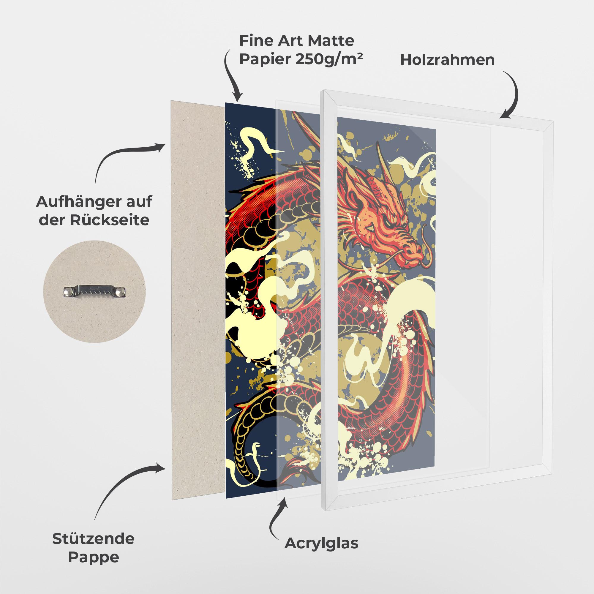 Gerahmte Poster Red Cream Dragon mockup 1