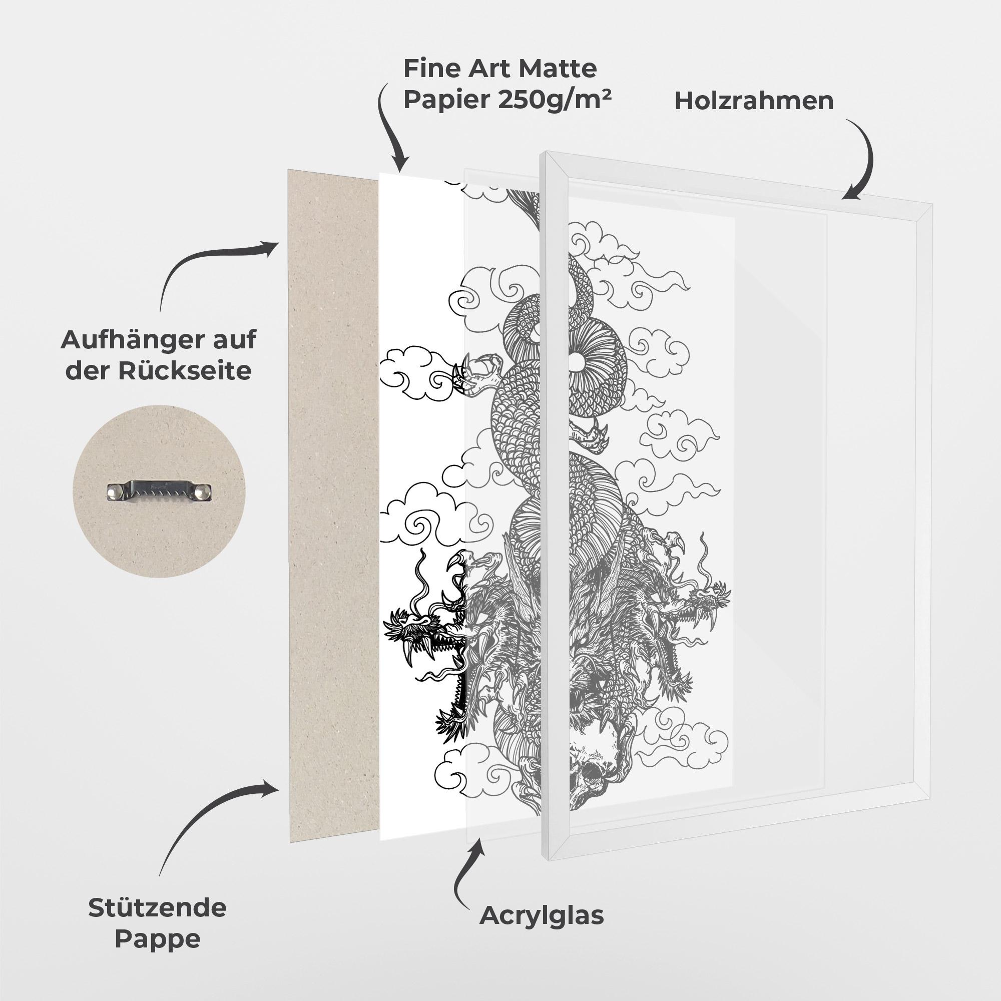 Gerahmte Poster Skull Dragon mockup 1