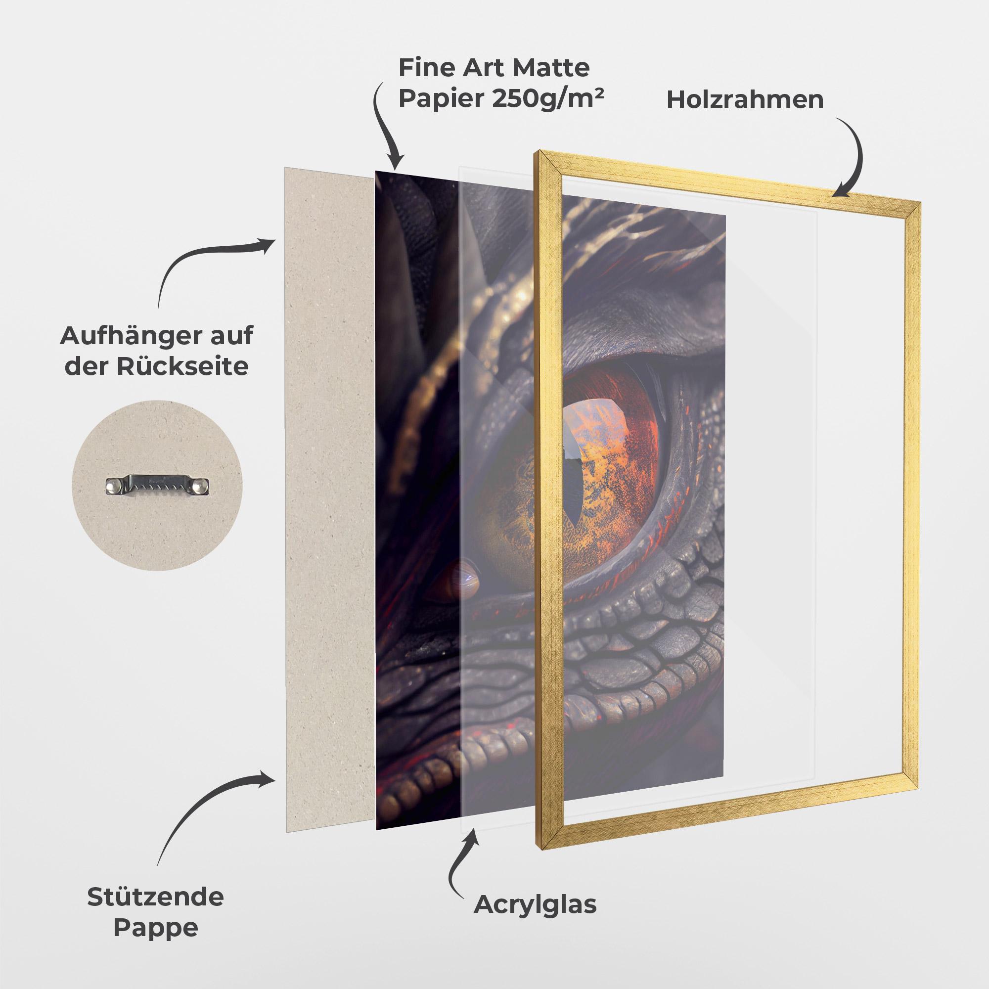 Gerahmte Poster Close Up Red Eye Dragon mockup 1