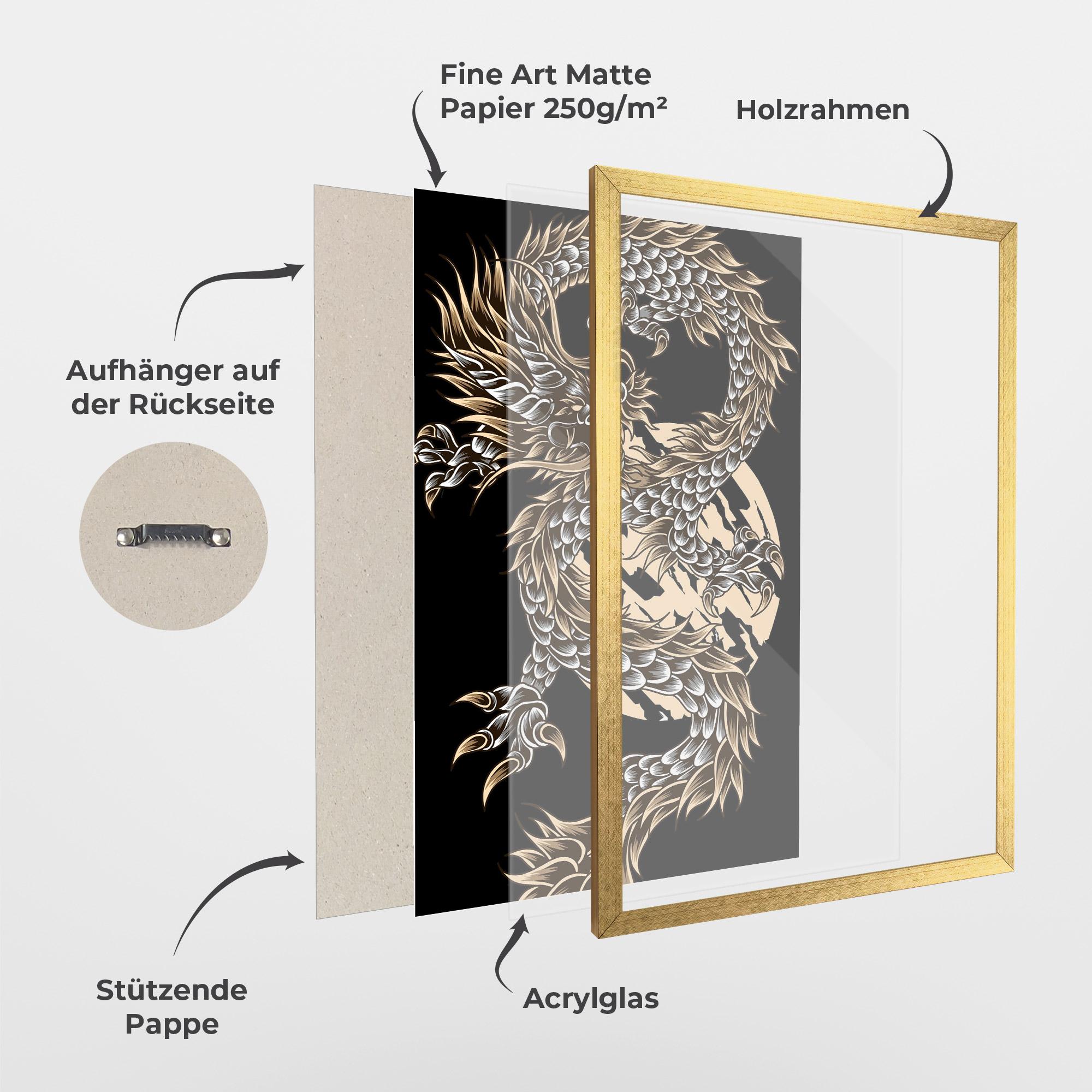 Gerahmte Poster Cream Moon Dragon mockup 1