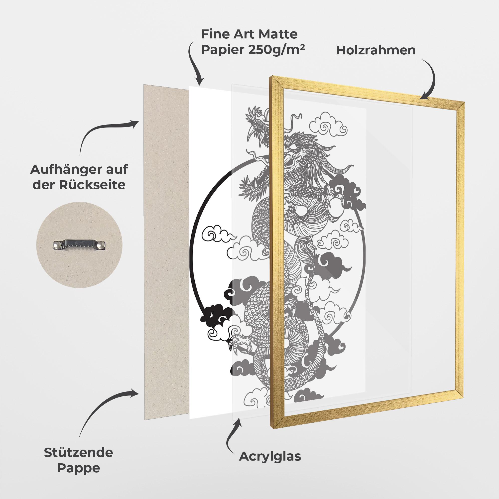 Gerahmte Poster Dragon Circle 01 mockup 1