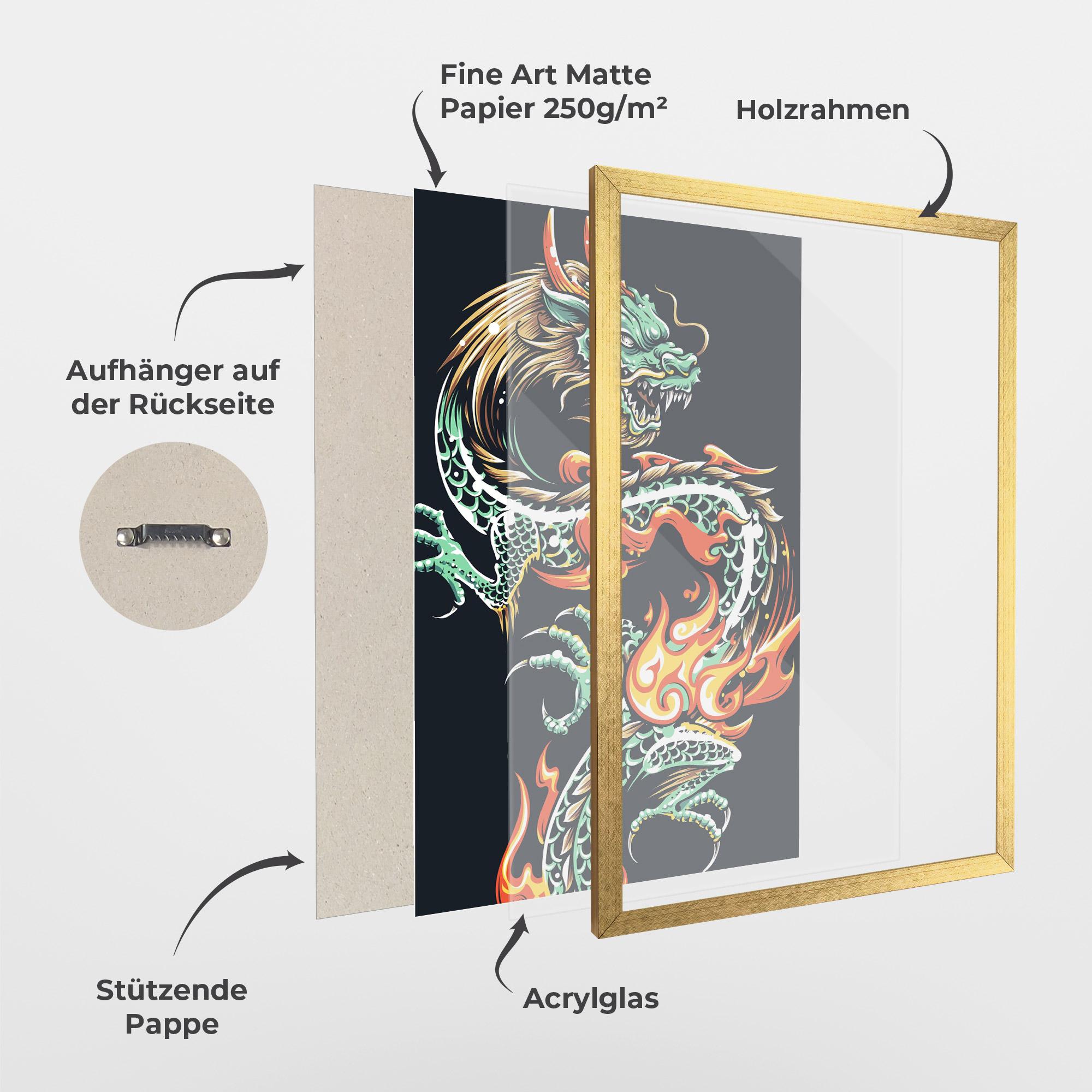Gerahmte Poster Dragon Green mockup 1
